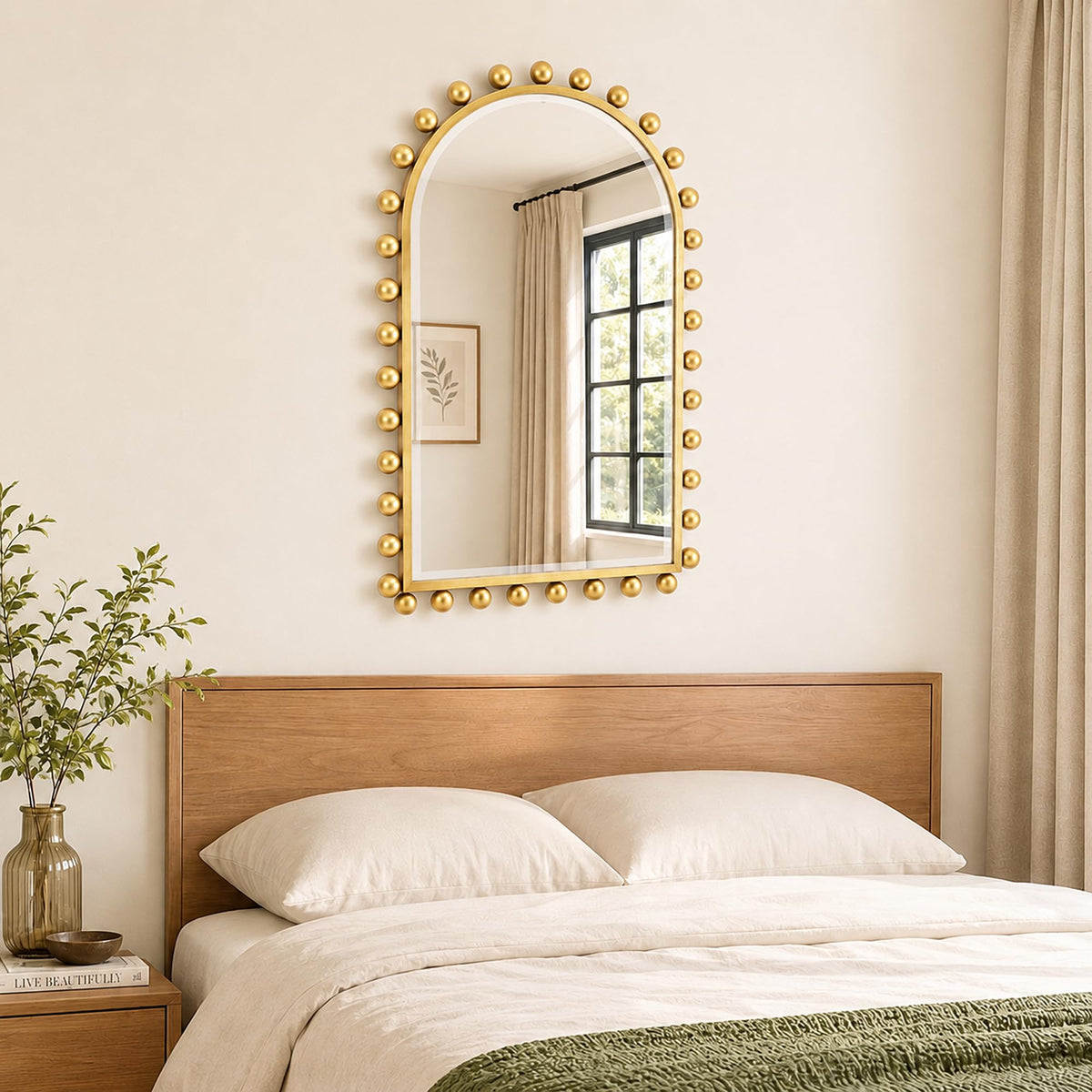 Antique Gold Arched Wall Mirror