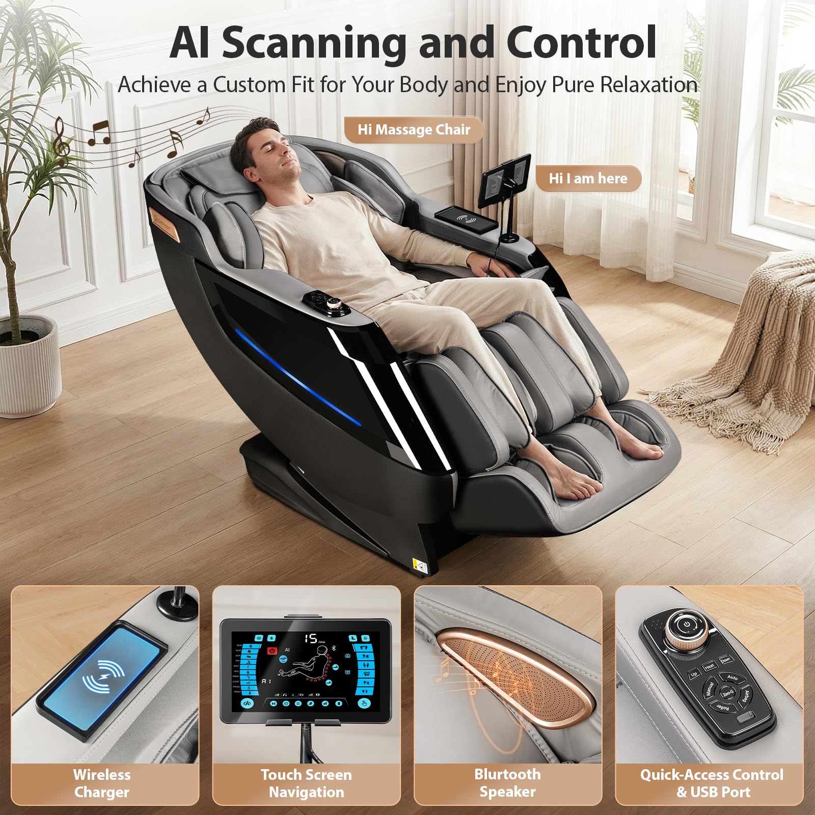4D Massage Chair with SL-Track & Zero Gravity Recliner