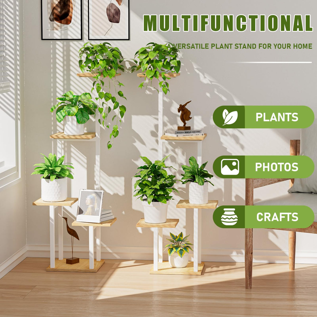5-Tier Plant Stands with Grow Lights, Set of 2