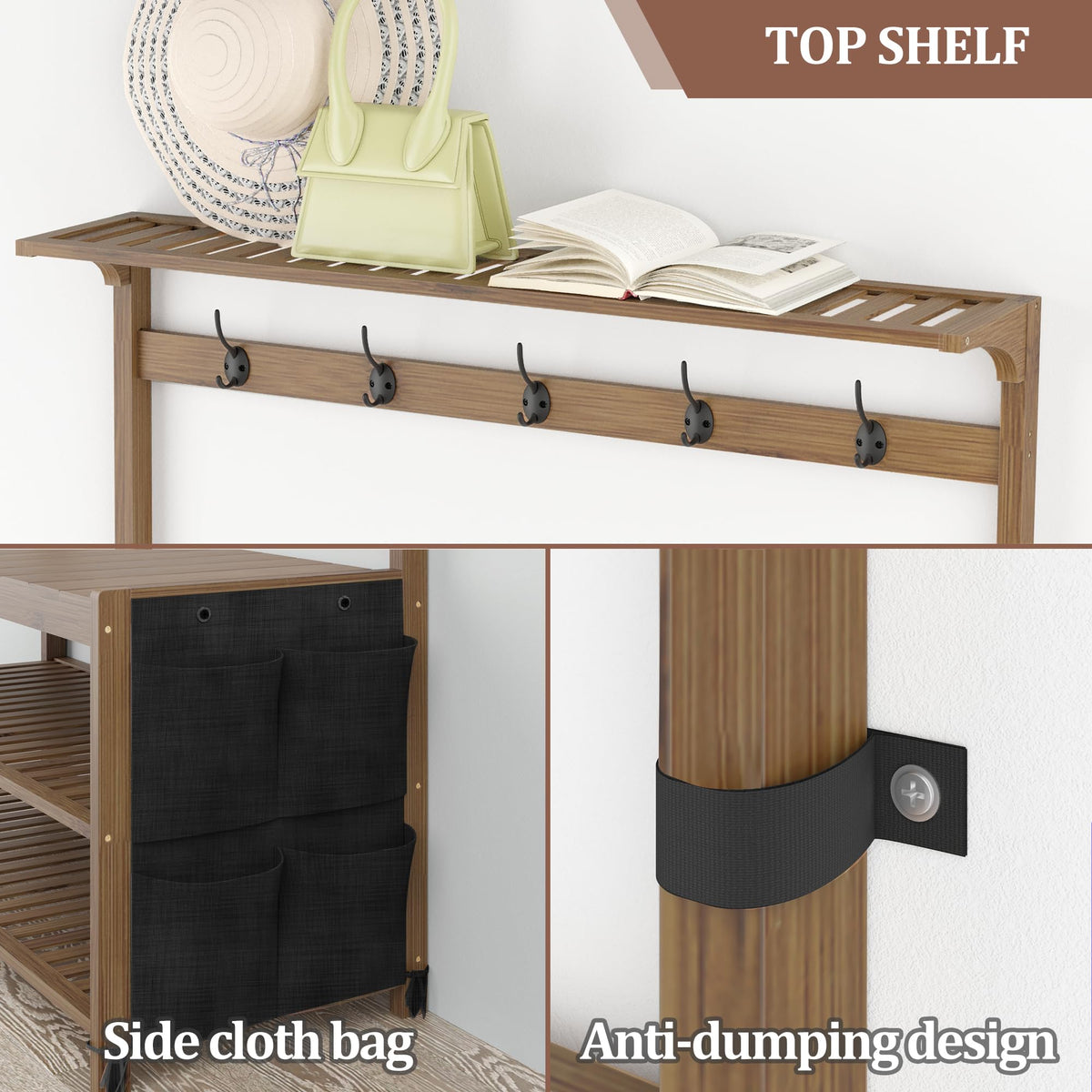 Bamboo Hall Tree with Shoe Storage Bench