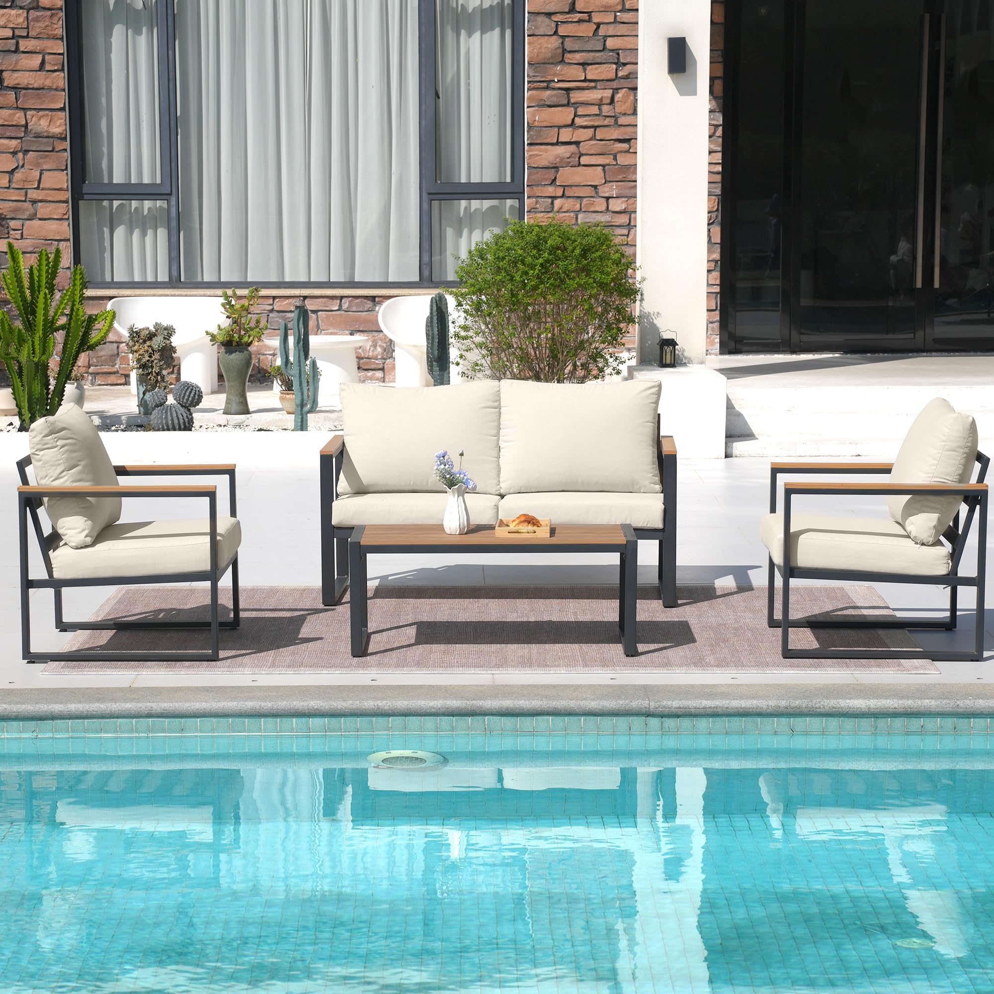 4-Piece Patio Conversation Set with Coffee Table