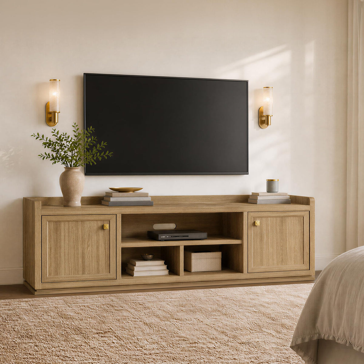 Fluted TV Stand with Storage