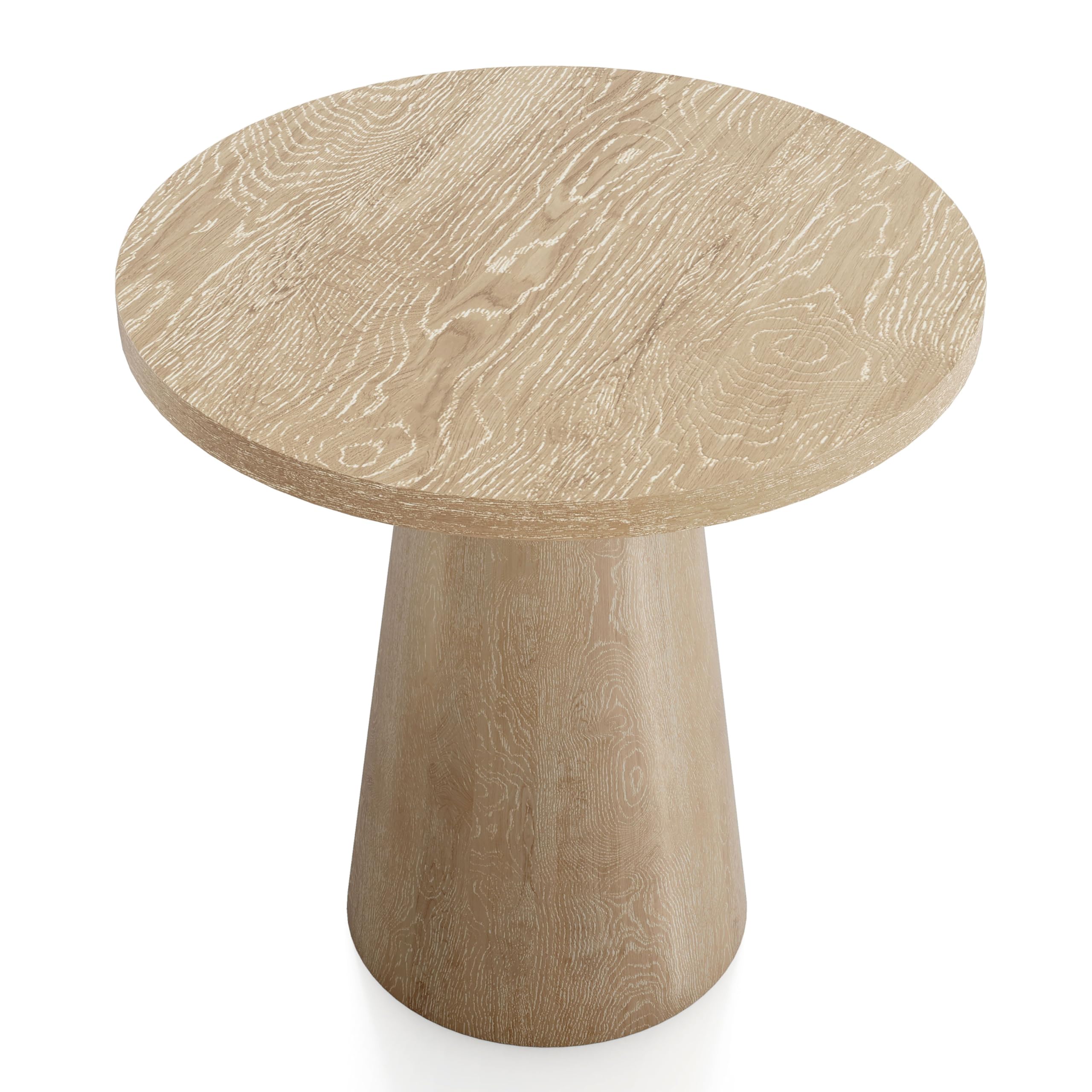 Furniture of America Crambel Modern Solid Rubberwood 20-inch Round End Table with Cone-Shaped Pedestal Base, Living Room Furniture for Small Space, Home Office, Oak Finish