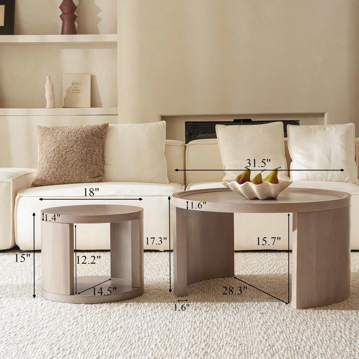 Gray Round Nesting Coffee Table Set