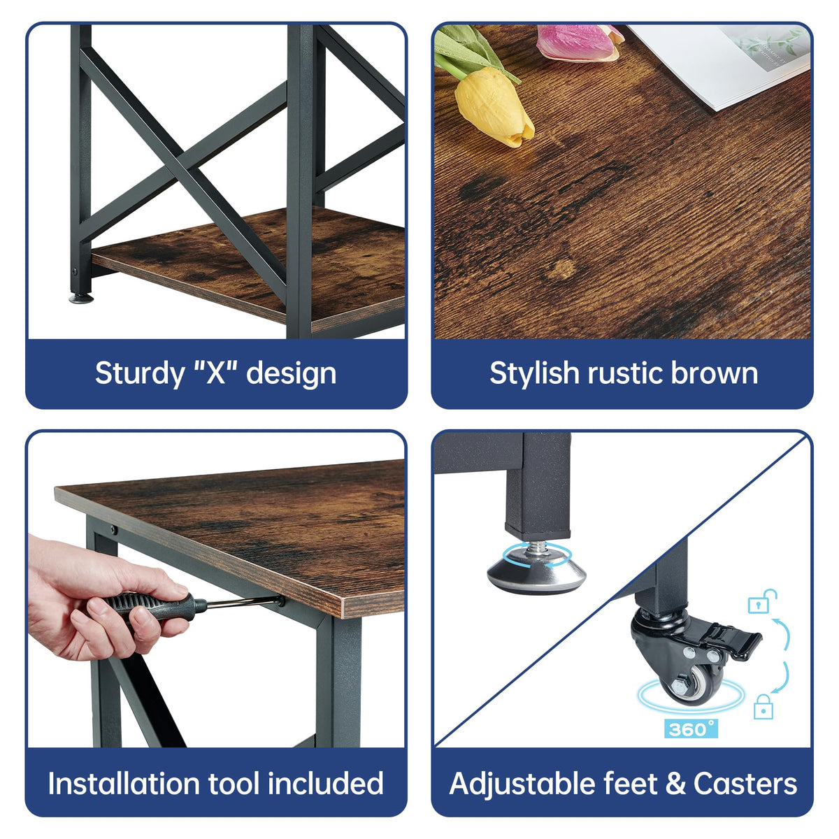 Fannova 23.6"x23.6" Large Printer Stand, 2 Tier Square Table for 3D Printer