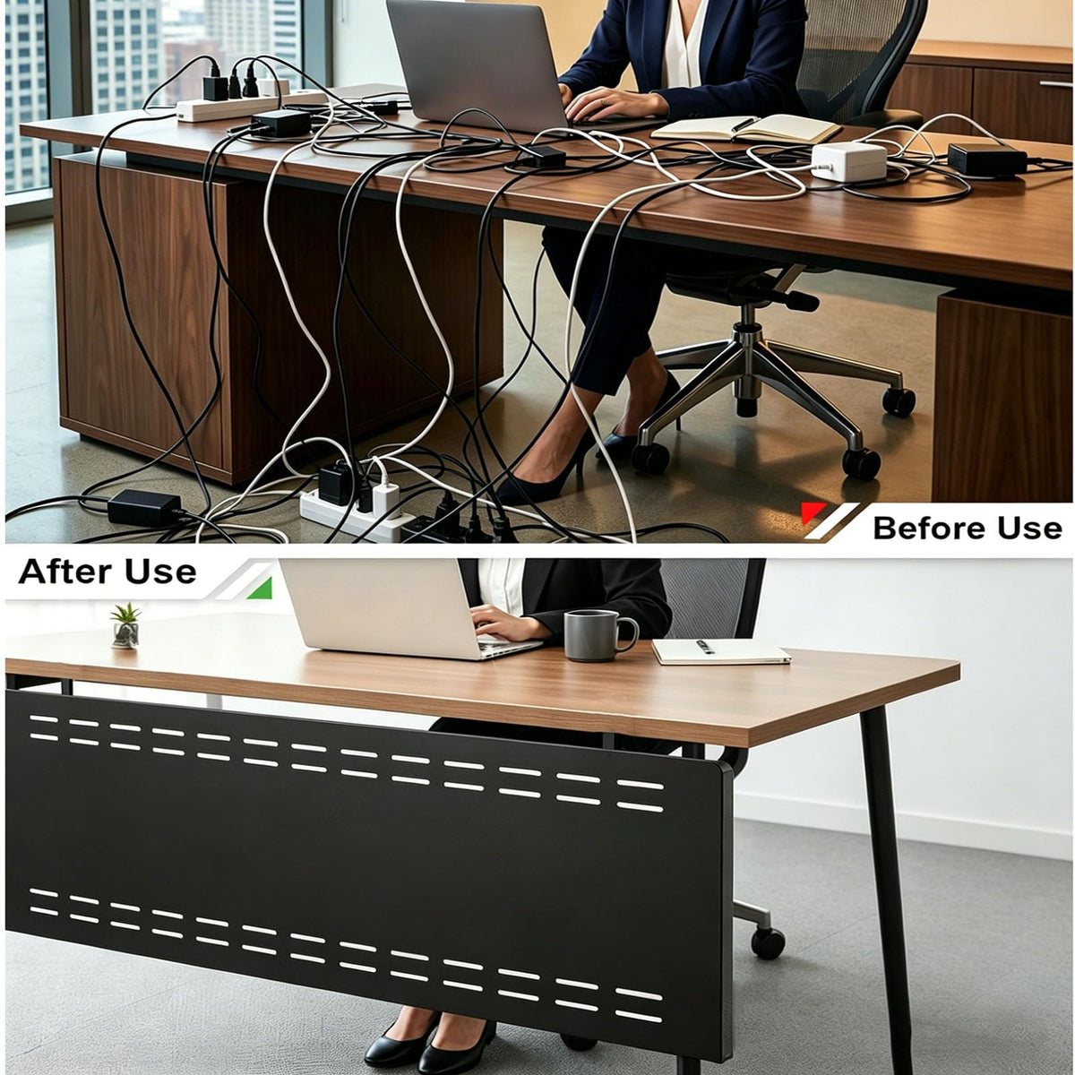 HJLKDYM Under Desk Privacy Panel, Metal Material, 42.5 x 15.8", Black