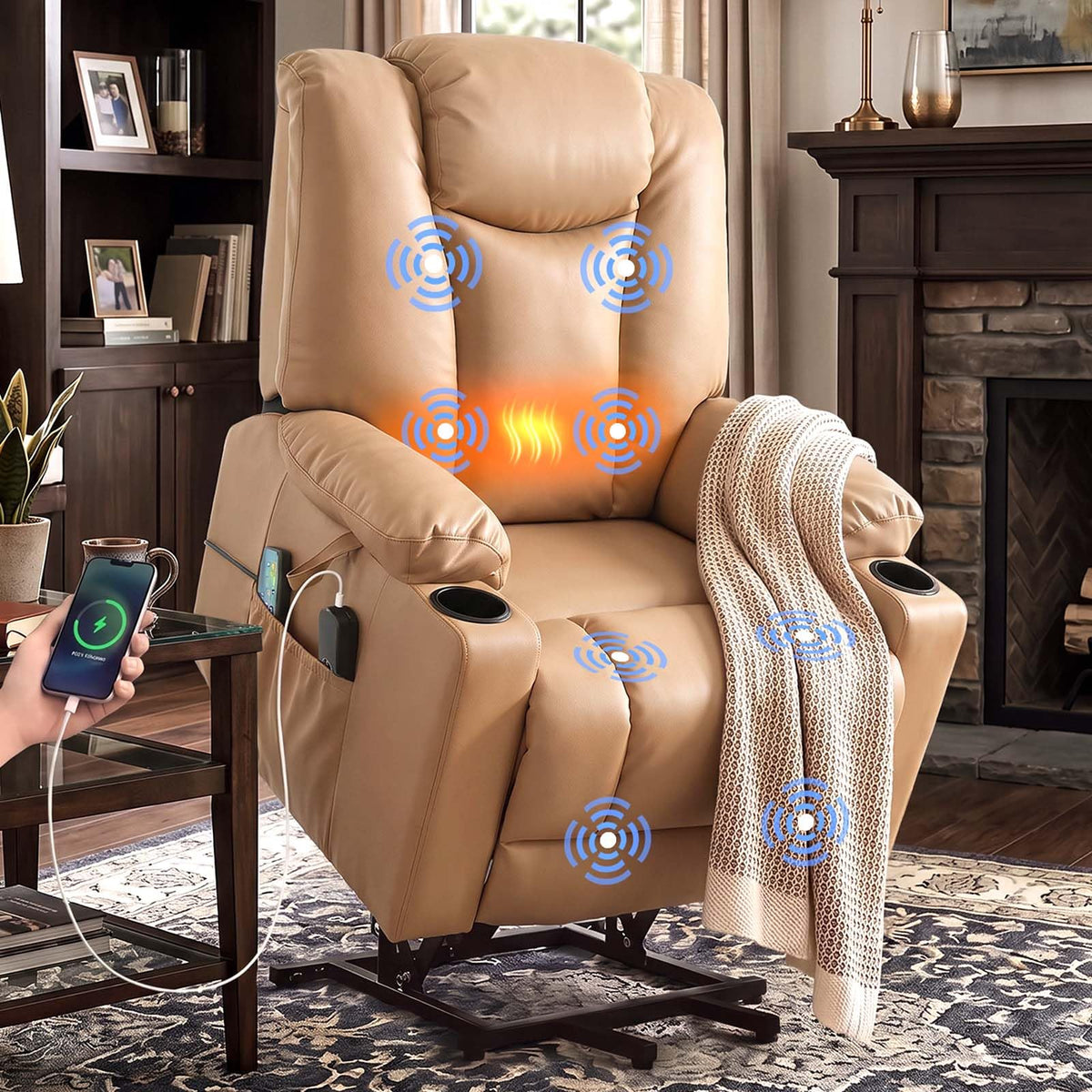 Brage Living Power Lift Recliner Chair for Elderly with Heat and Massage