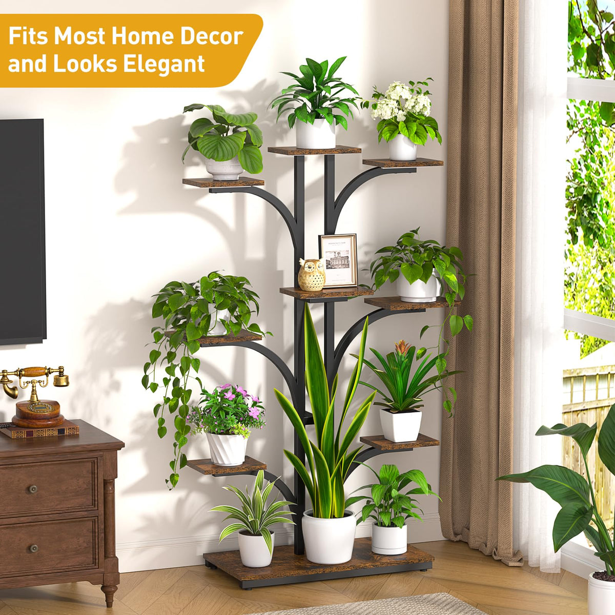 Plant Stand Indoor with Grow Light,9 Tiered 64" Tall Corner Plant Shelf