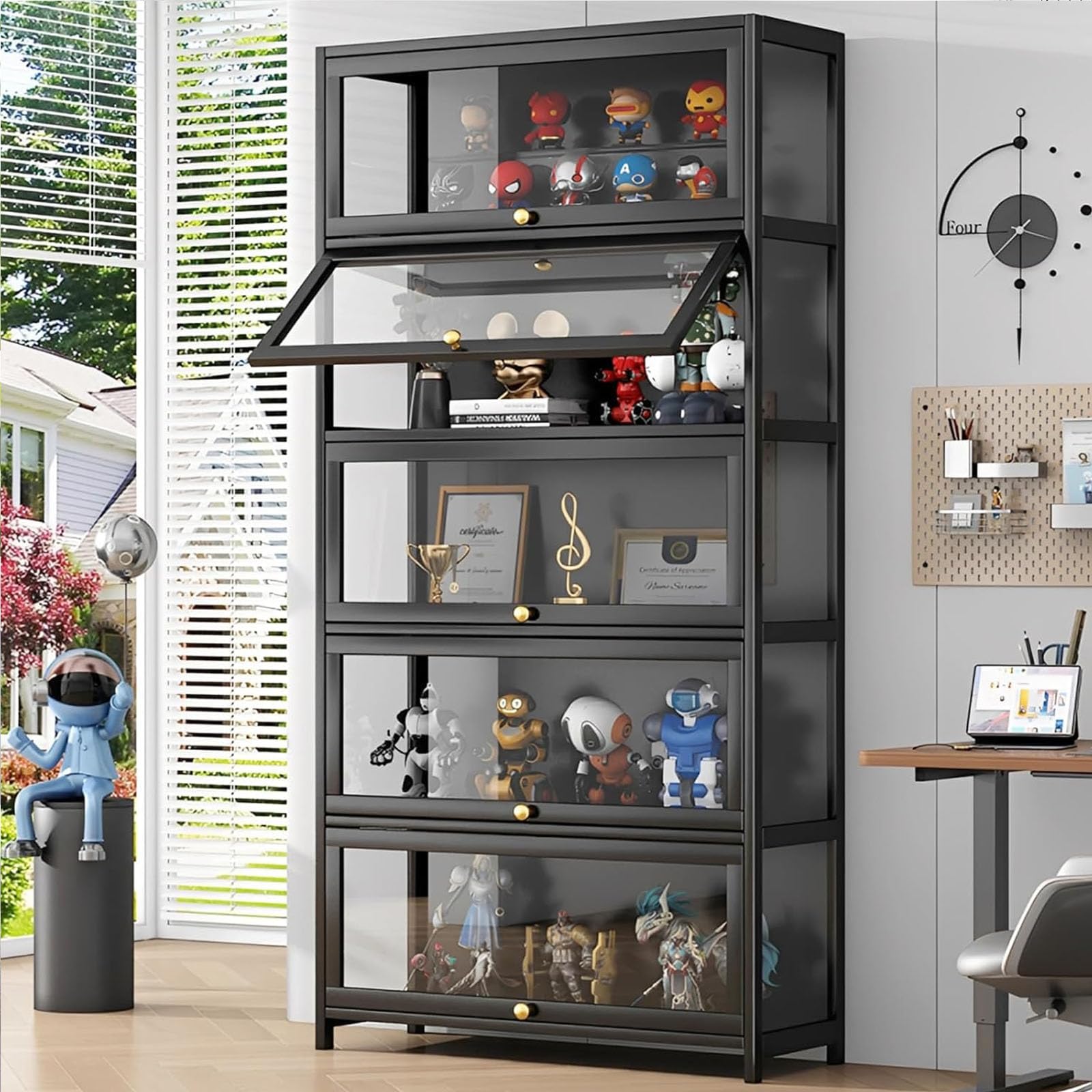 5-Tier Display Cabinet with Acrylic Glass Doors
