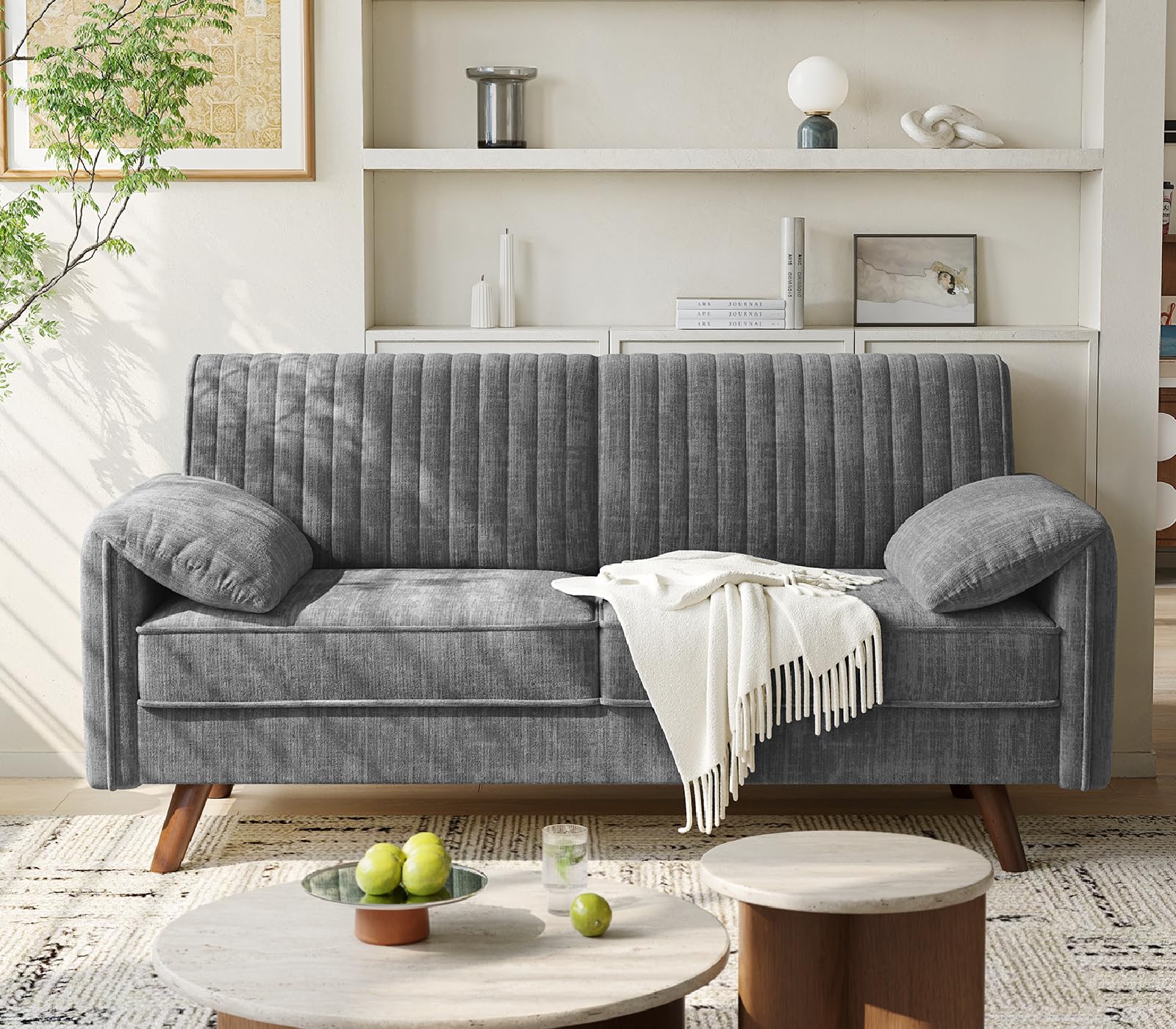 Chenille Loveseat Sofa with Padded Arms