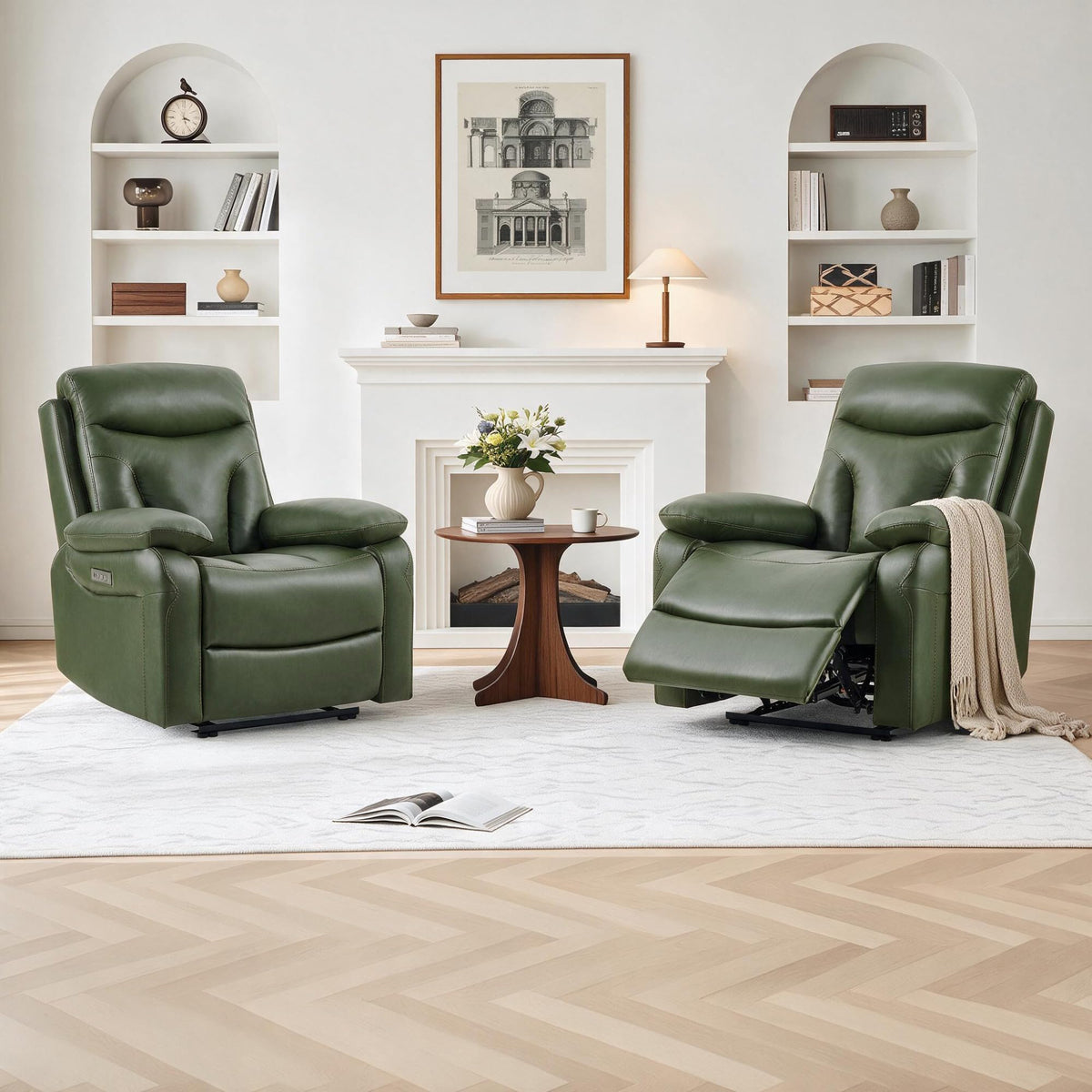 KISLOT Power Recliner Chair, Dual Motor Wall Hugger Recliner, Green