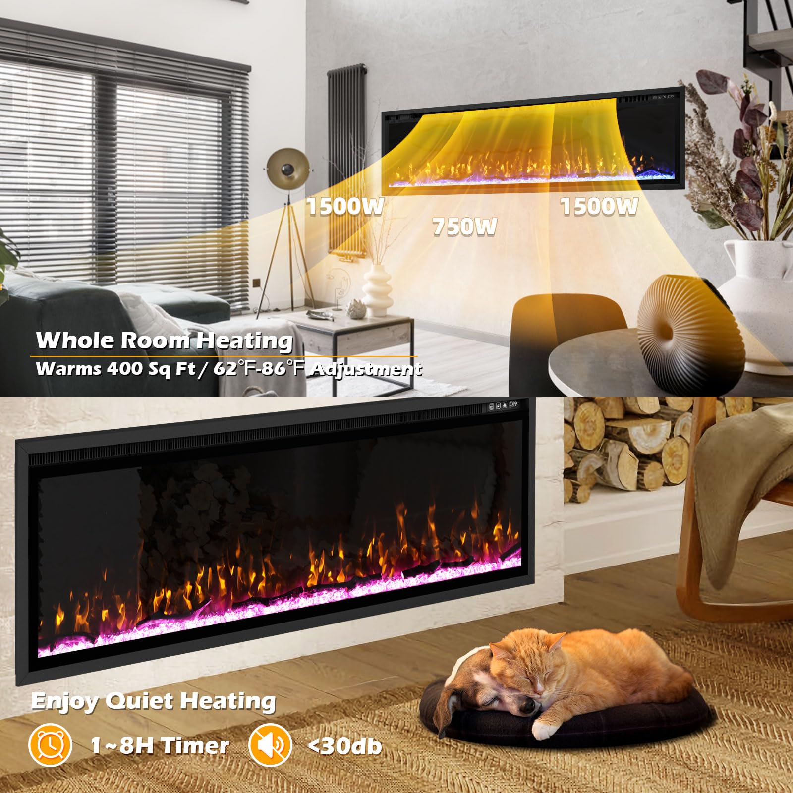 Linear Electric Fireplace – Recessed & Wall Mounted