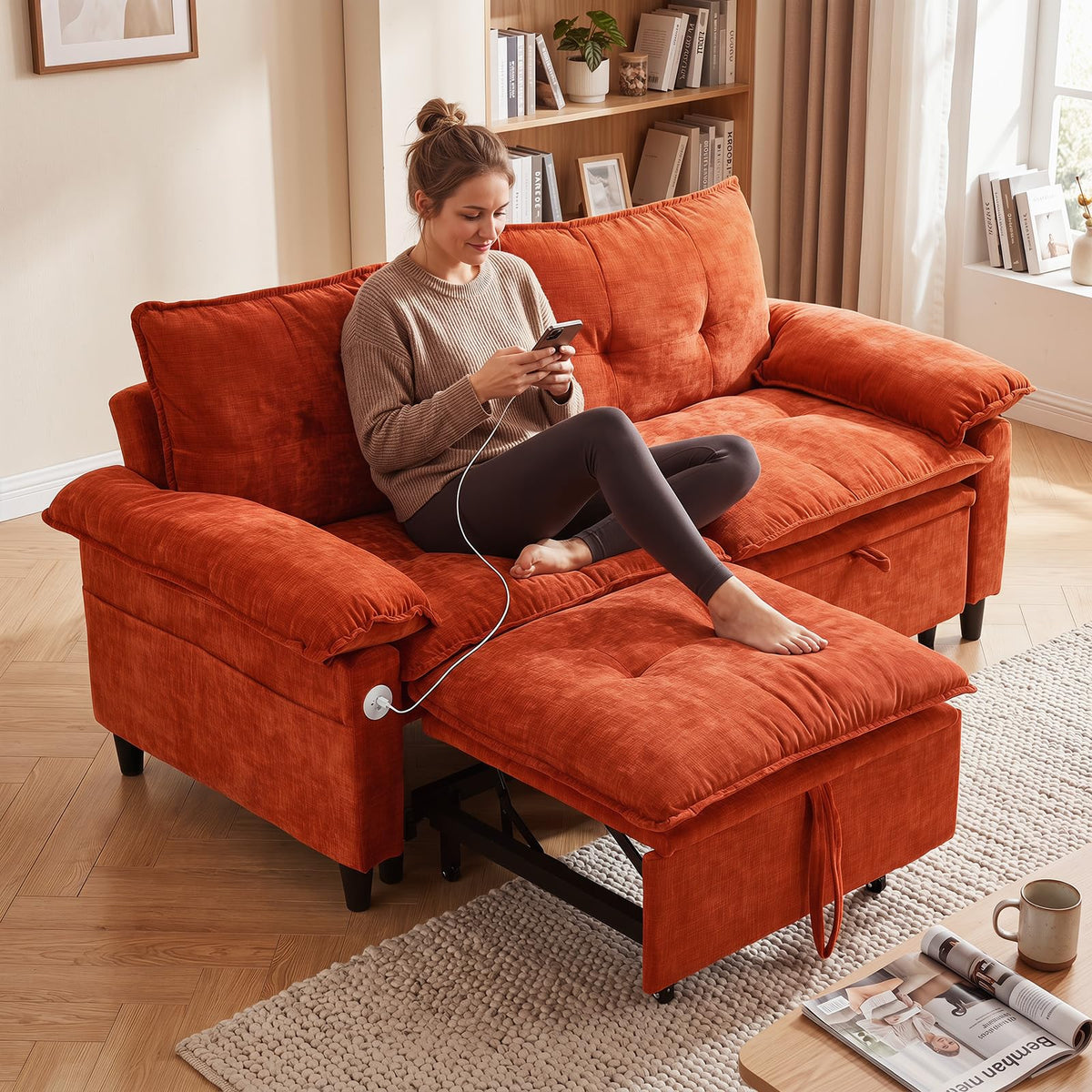 Chenille Loveseat Sleeper Sofa