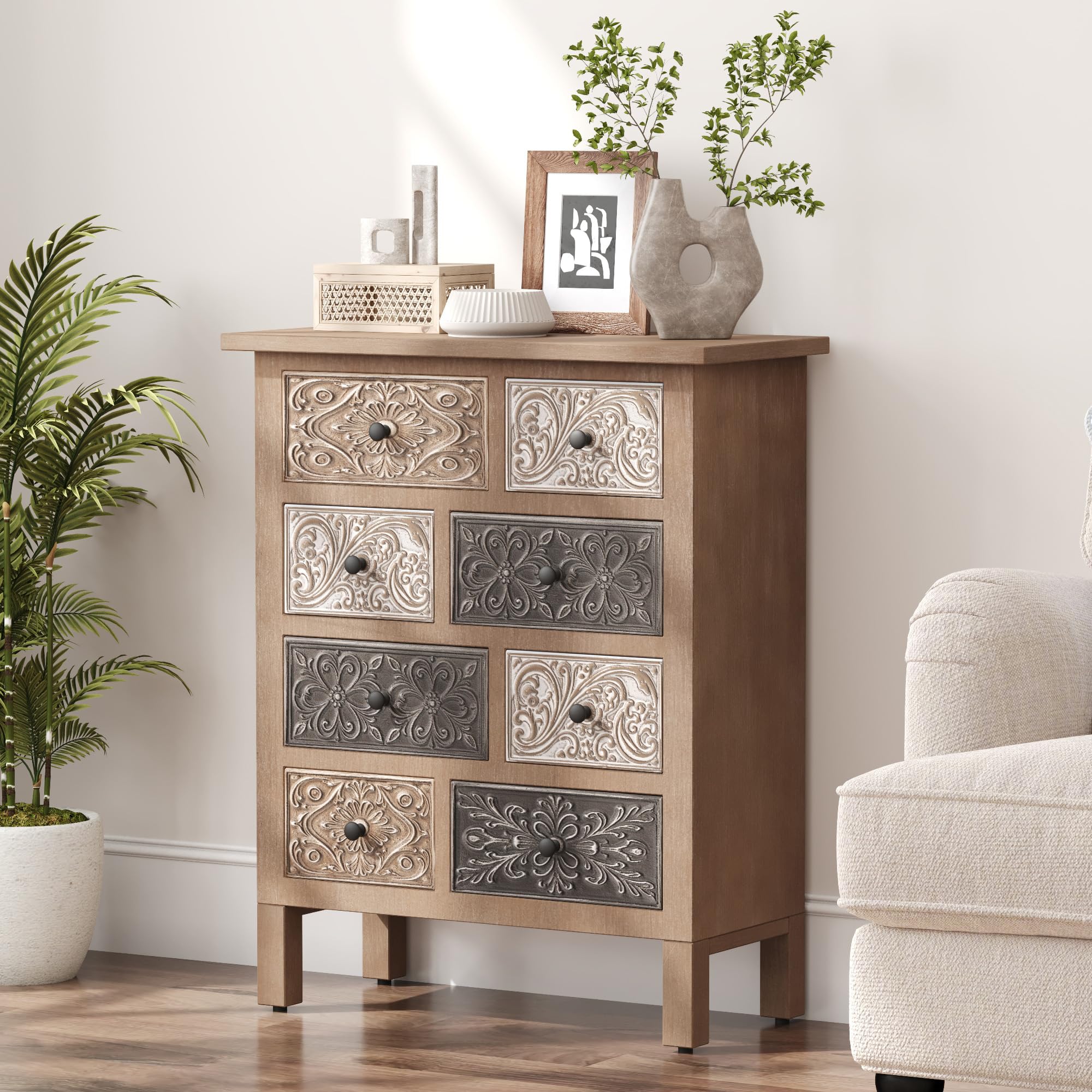 Vintage Wood Storage Cabinet with Drawers