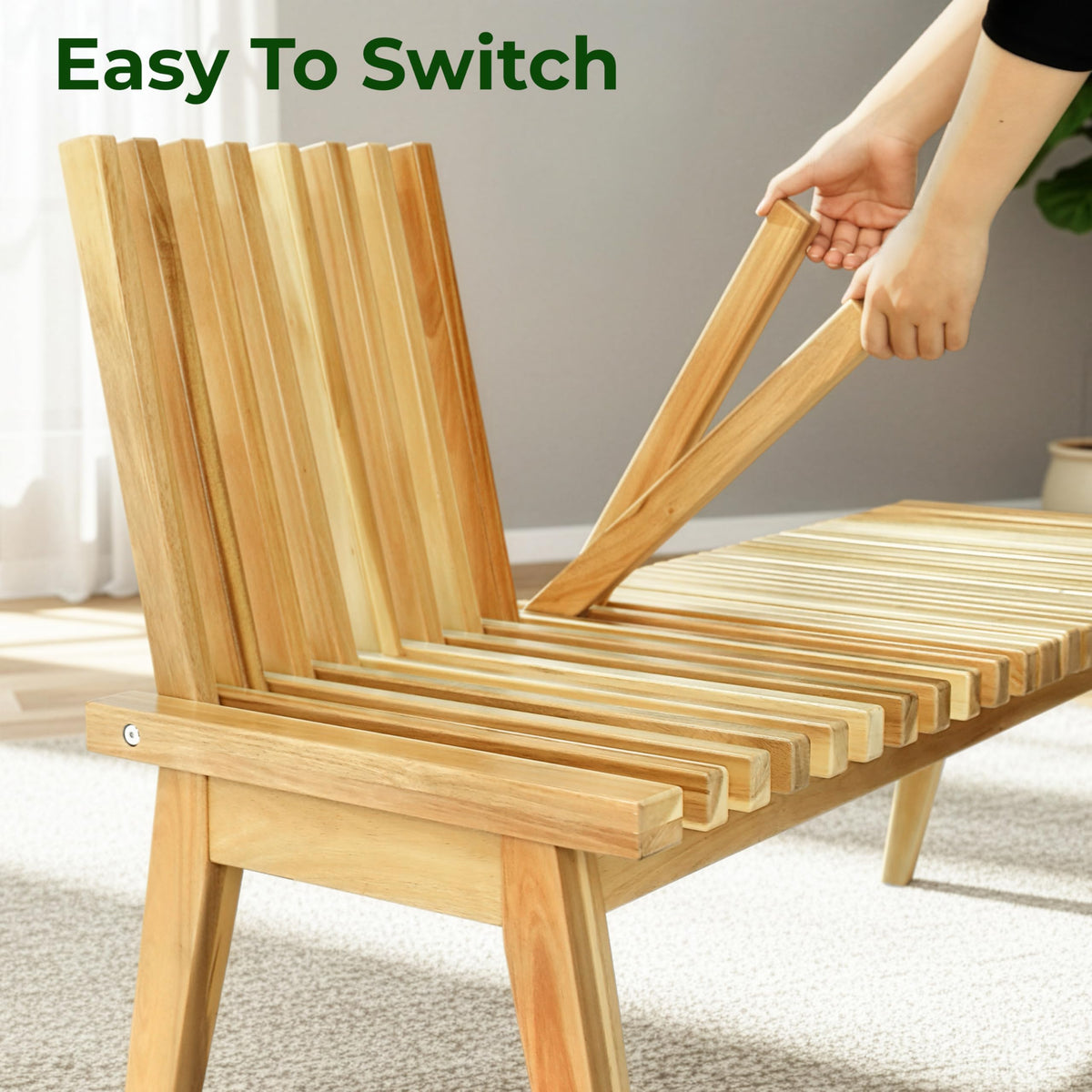 3-in-1 Acacia Wood Bench