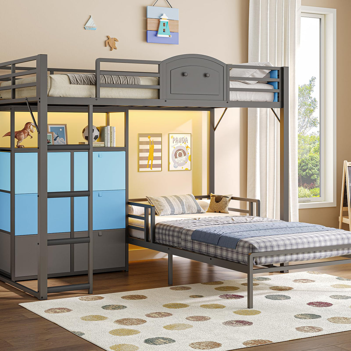 Convertible Twin Bunk Bed with Storage