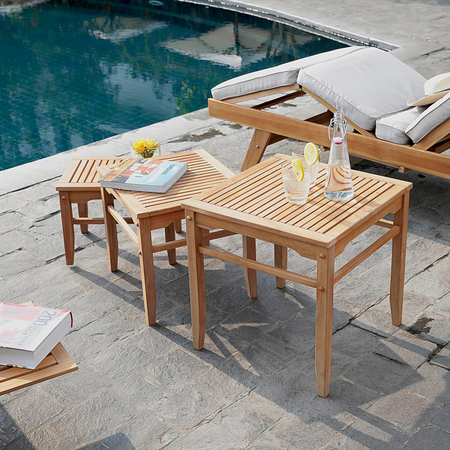 Teak Nesting Side Tables Set of 3