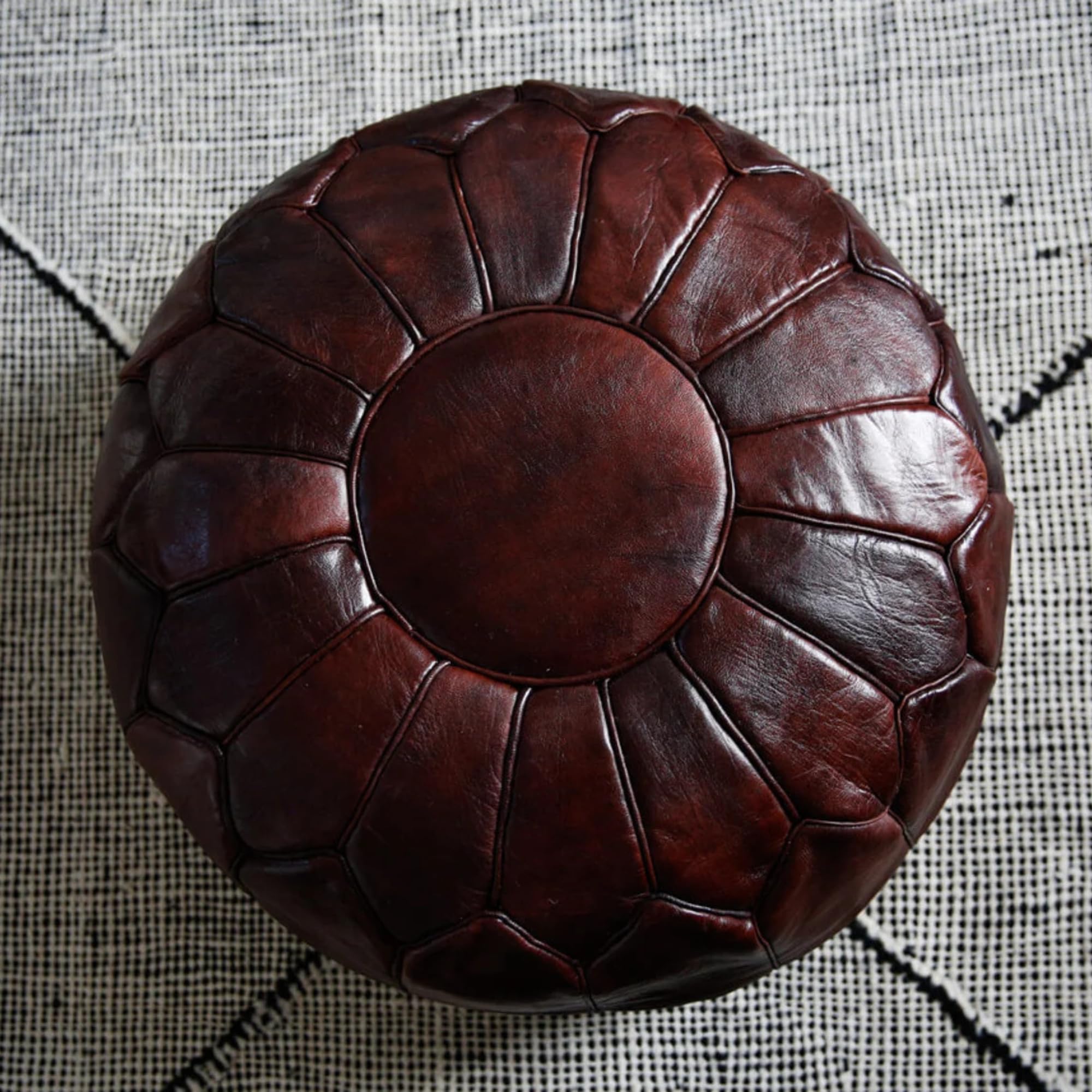 Moroccan Leather Pouf Ottoman