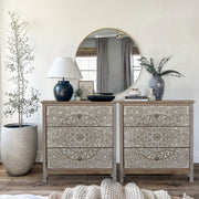 PHI VILLA Accent Cabinet with Drawers - Chest of Drawers Farmhouse Rustic Cabinet with 3 Drawers Entryway Storage Chest
