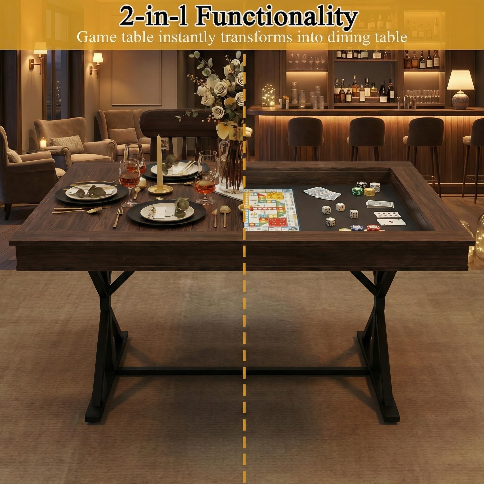 Convertible Game & Dining Table for 4-6 Players