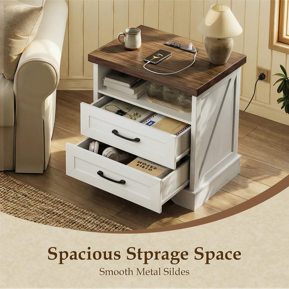 Farmhouse Charging Nightstand