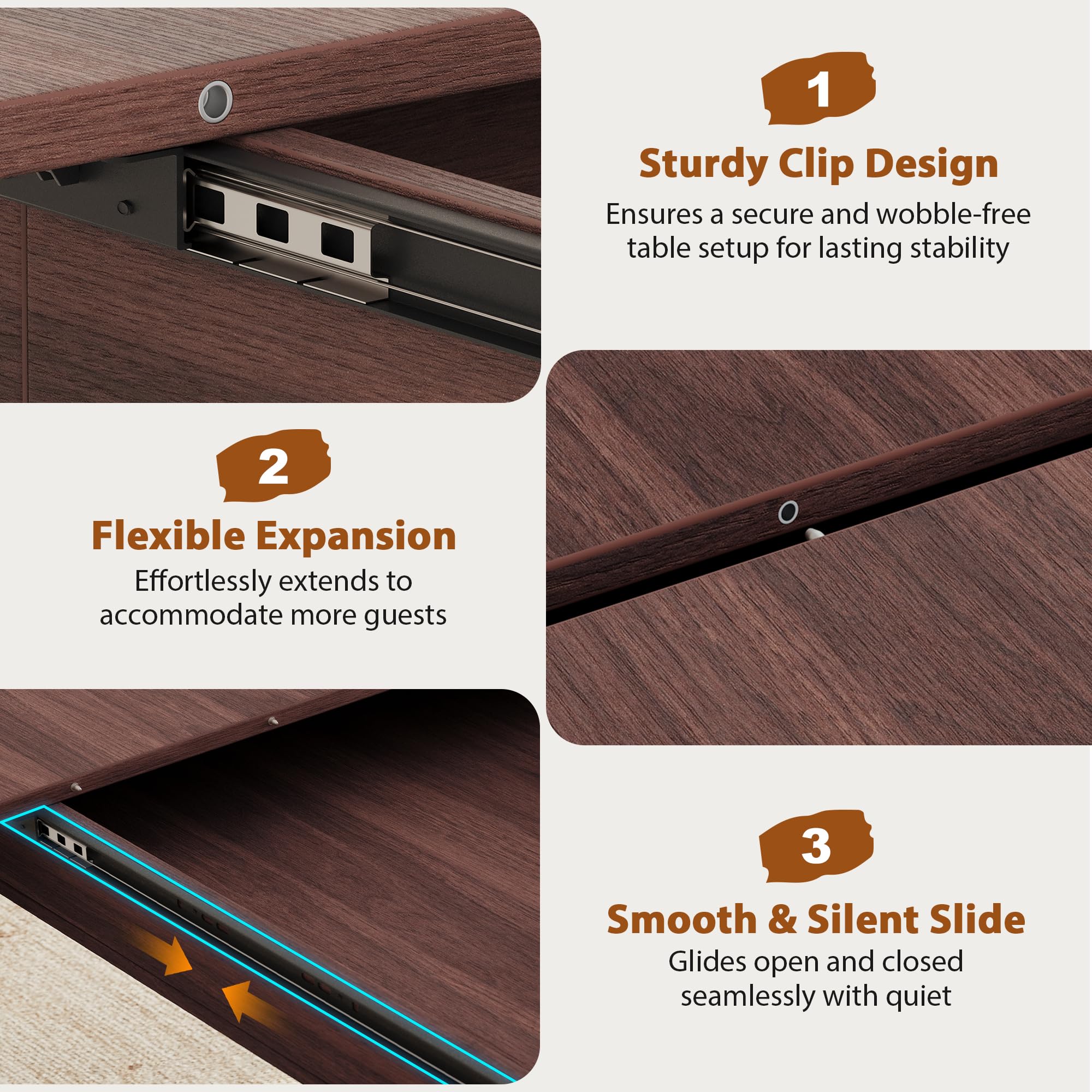 Extendable Dining Table, Round Kitchen Dining Room Dinner Table with for 4 6 8 People, Space Saving Modern Oval Expandale Furniture with Storage and Pedestal for Kitchen Living Room (Brown)