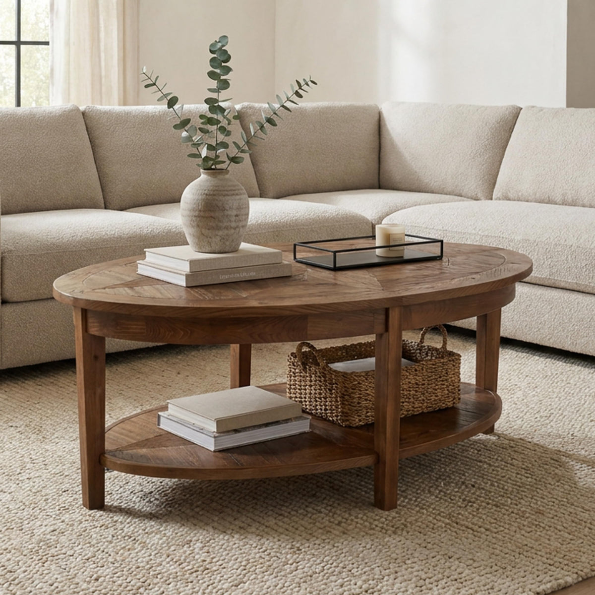 Rustic Oval Coffee Table