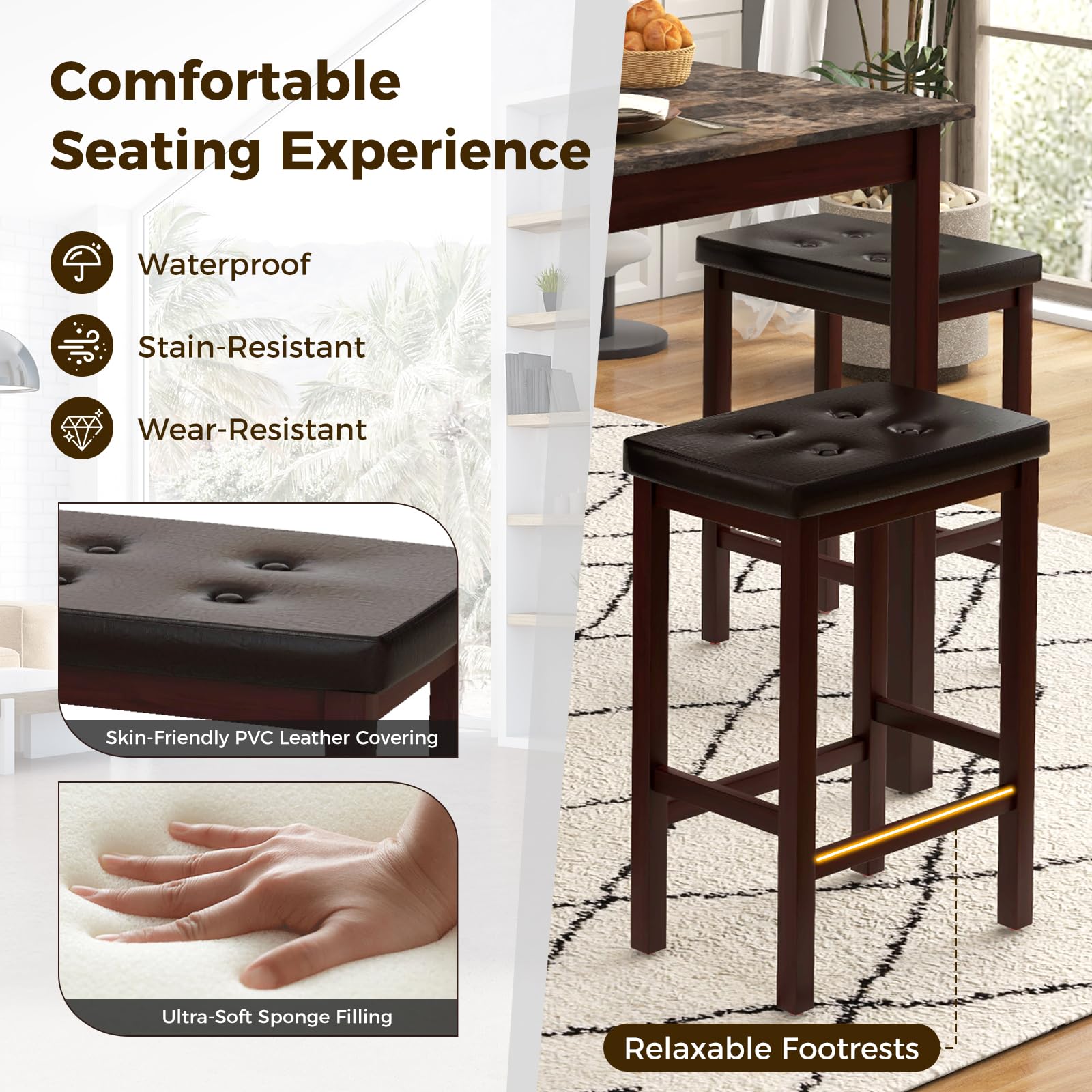 Counter Height Dining Table Set with 4 Bar Stools