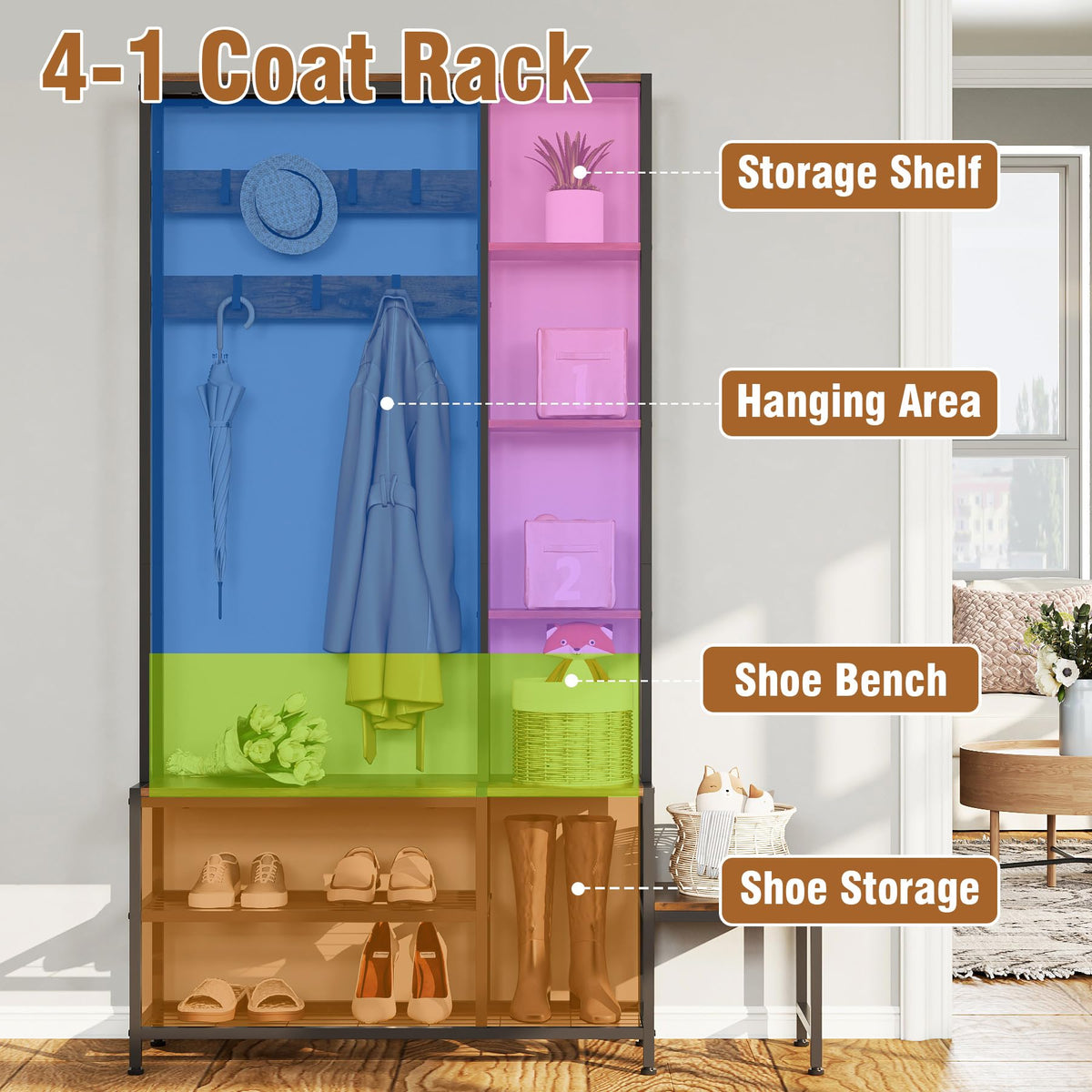 Hall Tree with Shoe Bench