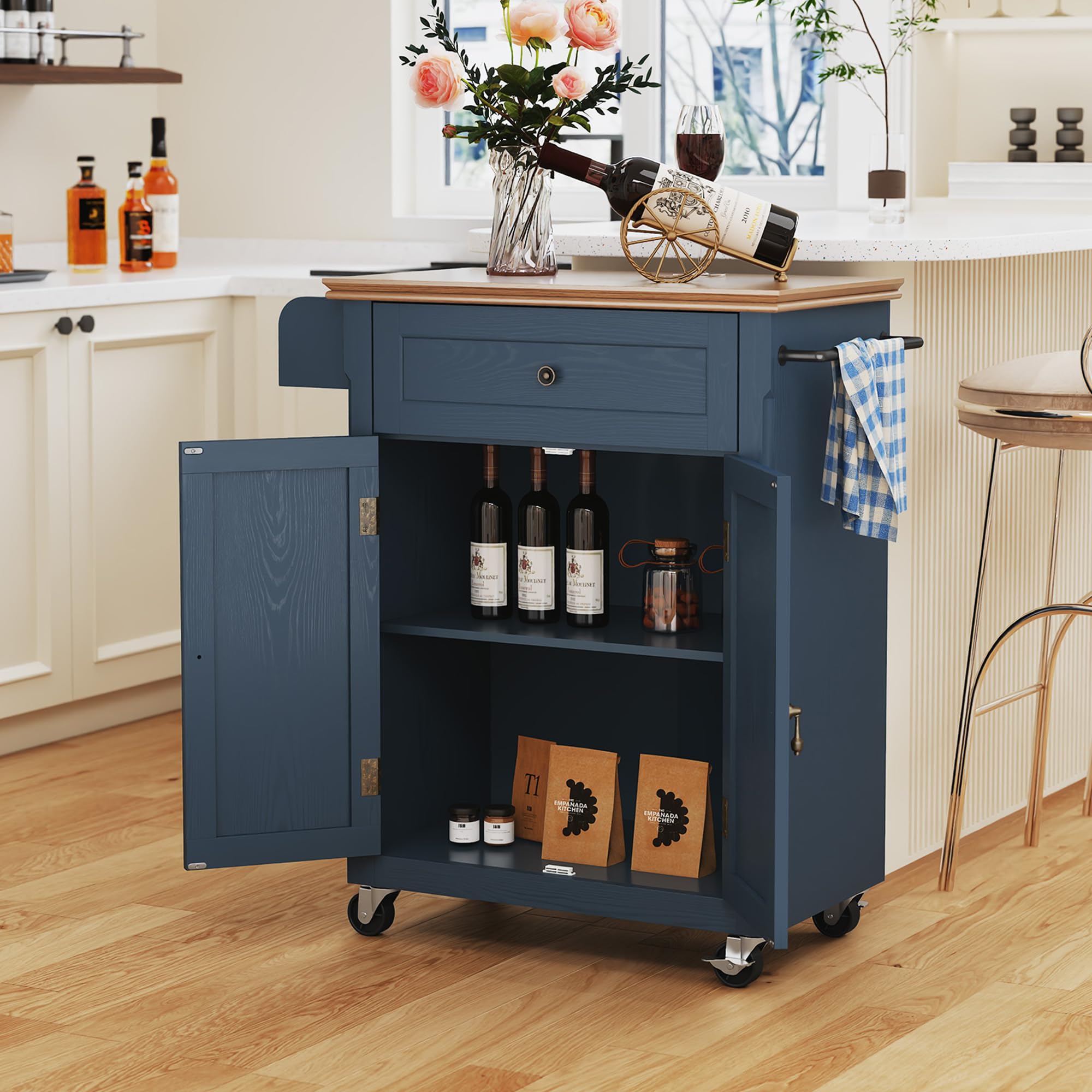 Rolling Kitchen Island Cart with Storage