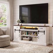 70" Farmhouse TV Stand w/LED for 70-80in TVs, 32" Tall Entertainment Center