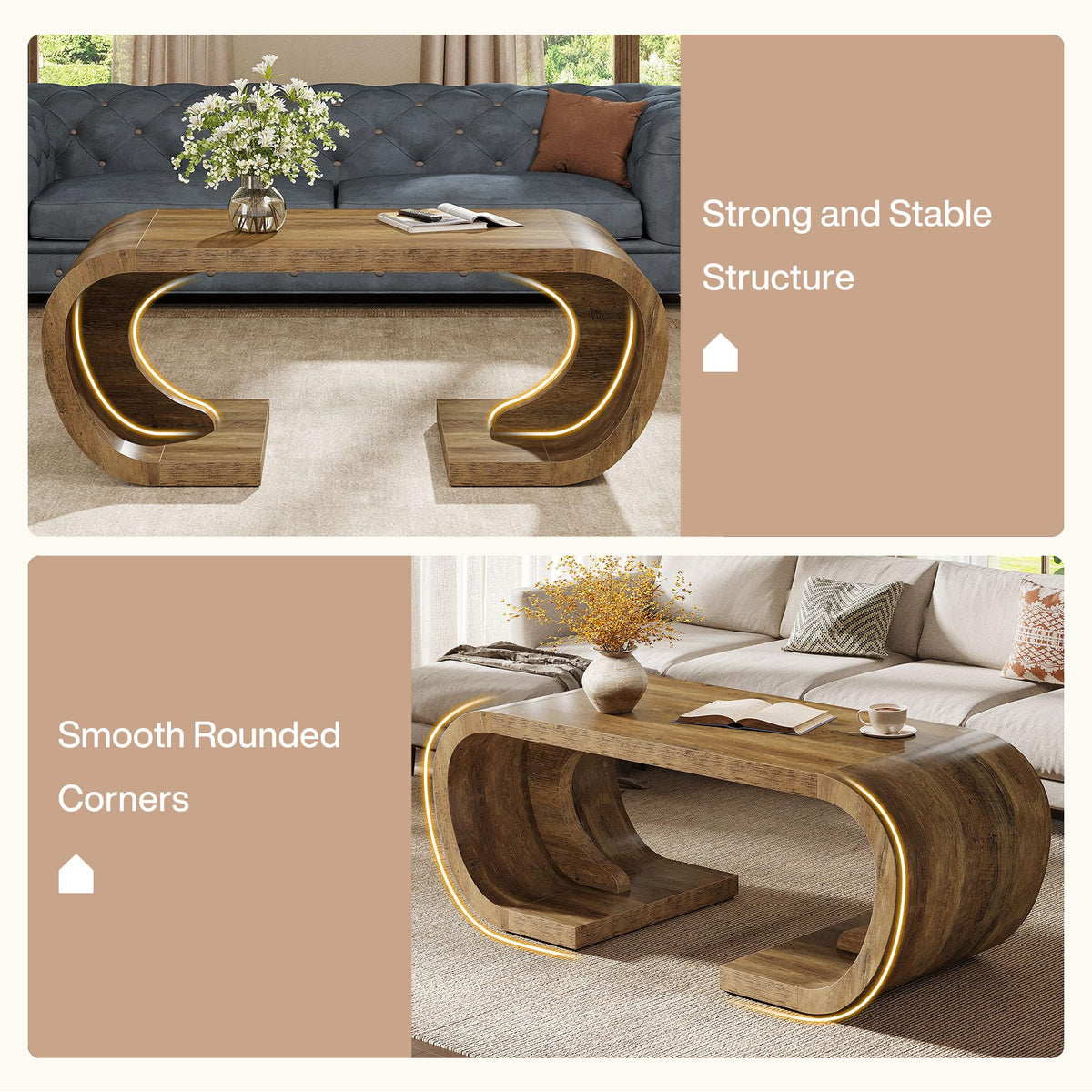 Rustic Curved Coffee Table