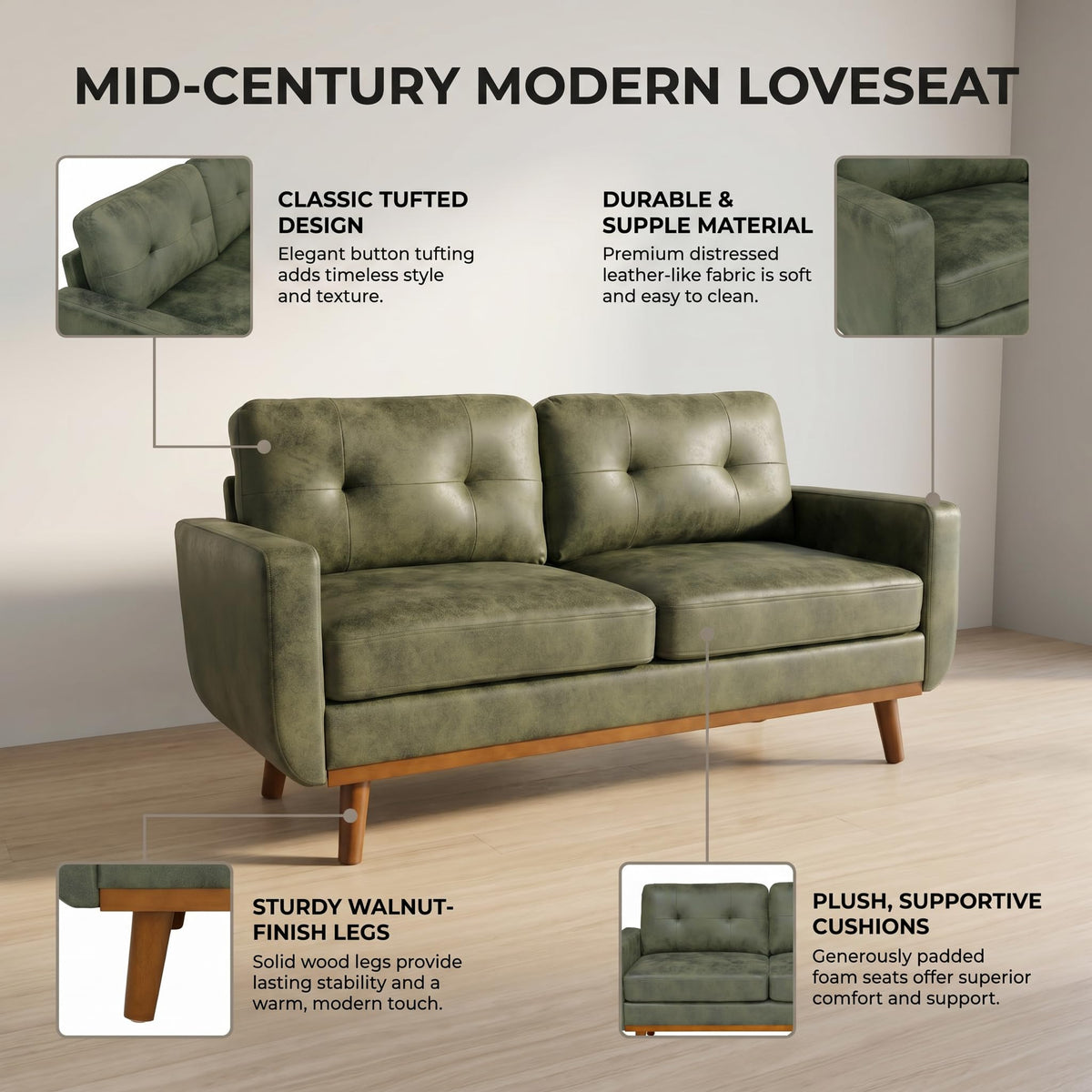 Modern Tufted Loveseat
