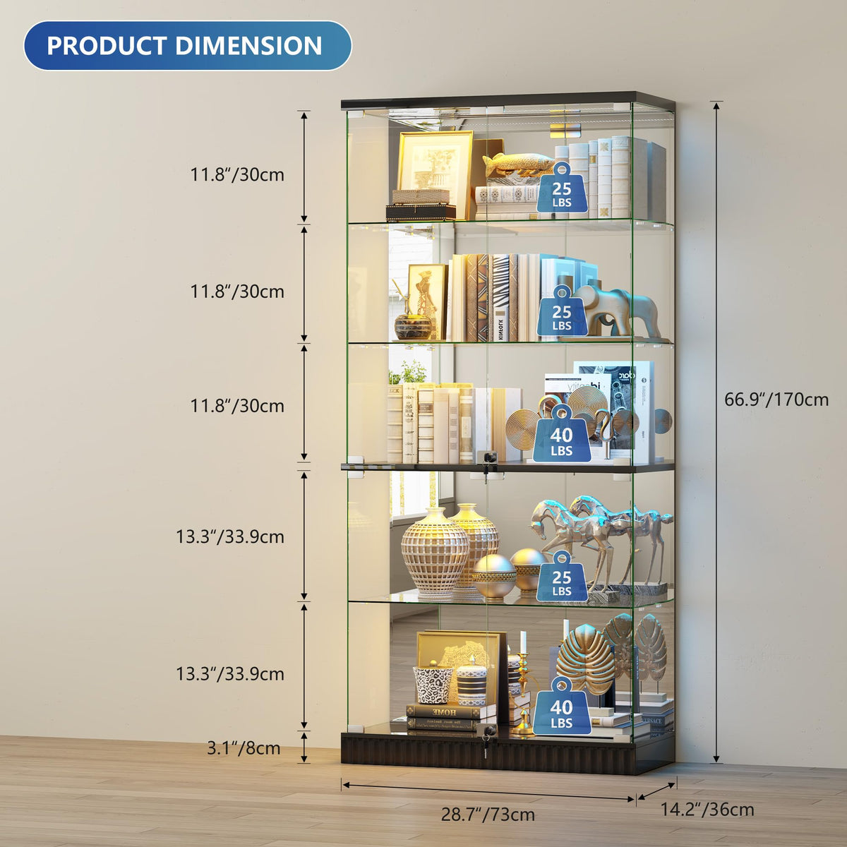 RGB Glass Display Cabinet with Lock