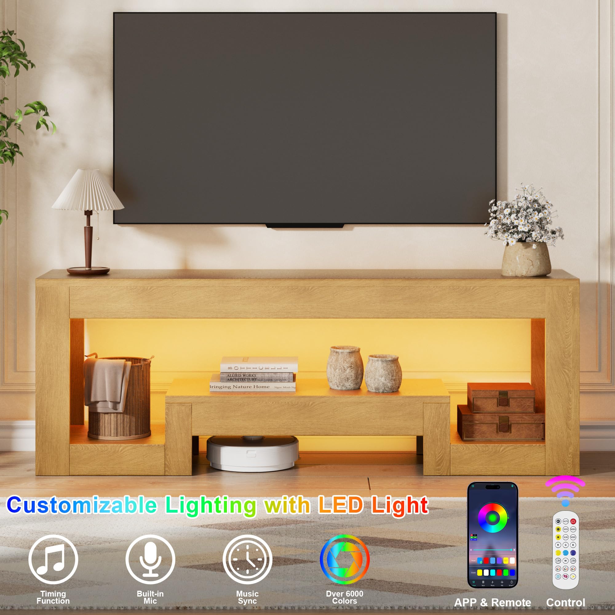 54" LED TV Stand with Open Storage