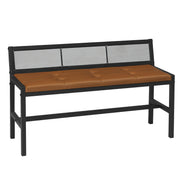Upholstered Dining Bench with Mesh Back & Metal Legs