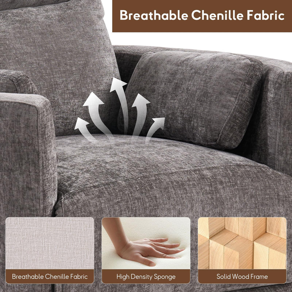 Bonzy Home Swivel Rocker Recliner Chair, Glider Rocker Recliner, Gray