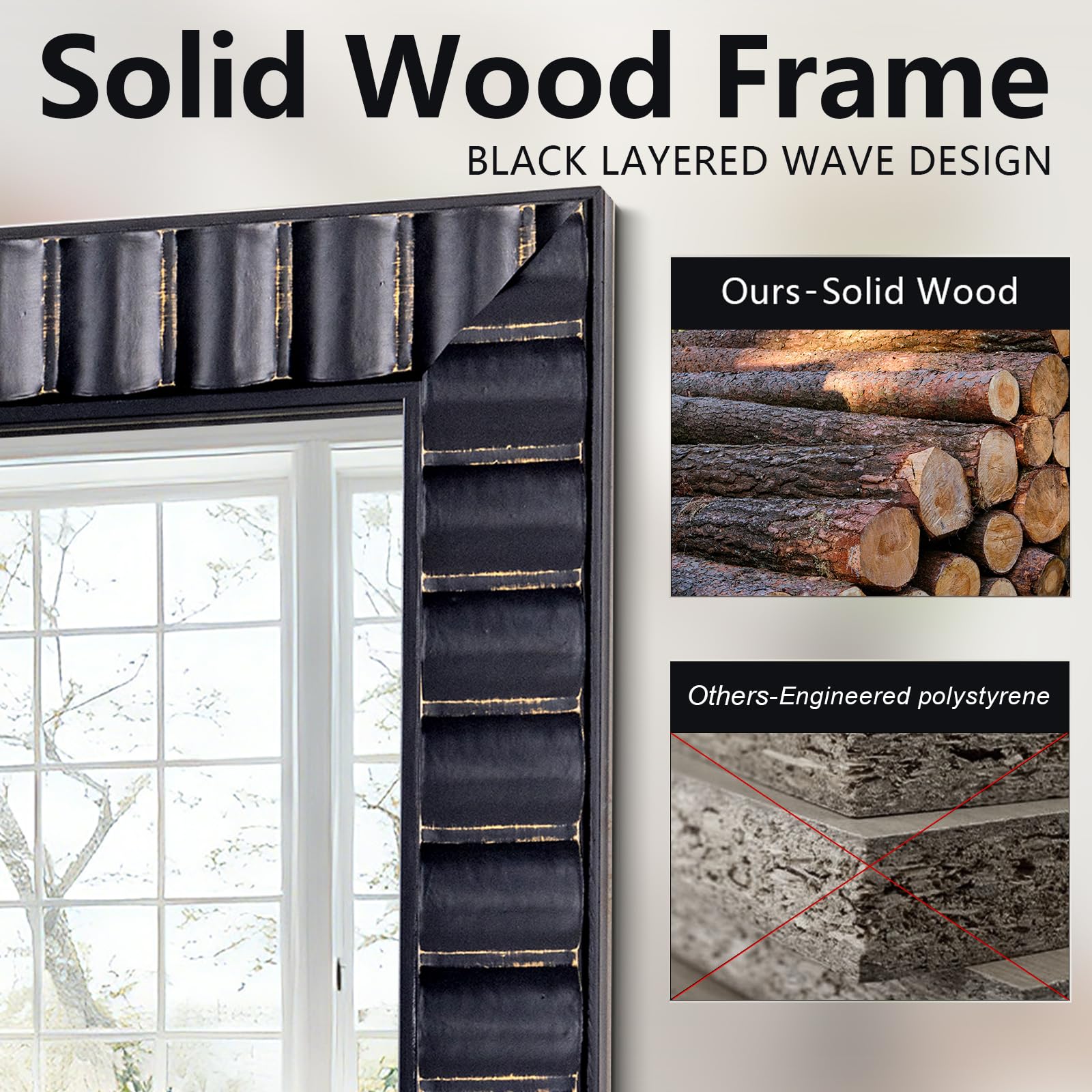 Rectangular Wood Frame Wall Mirror