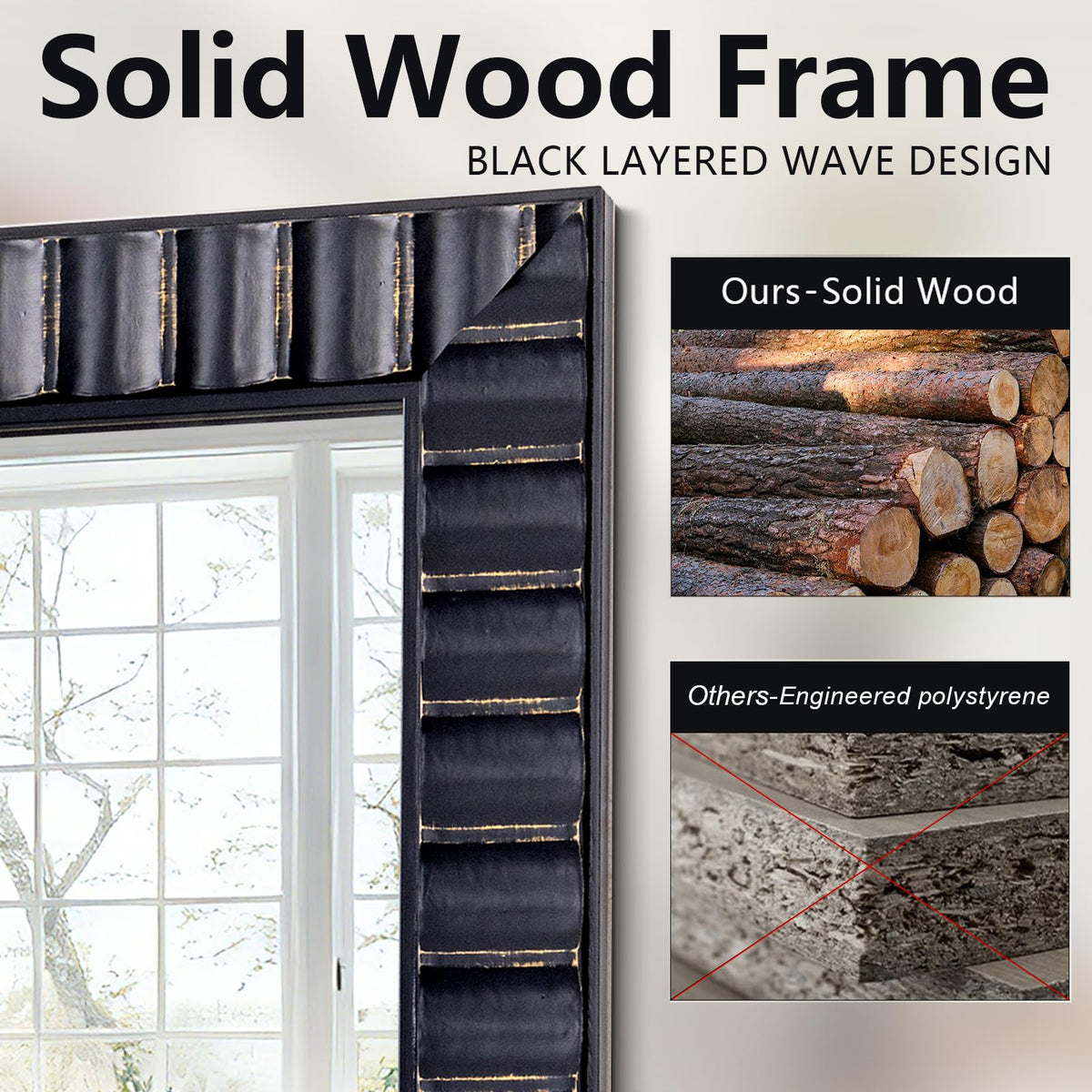 Black Wood Framed Wall Mirror