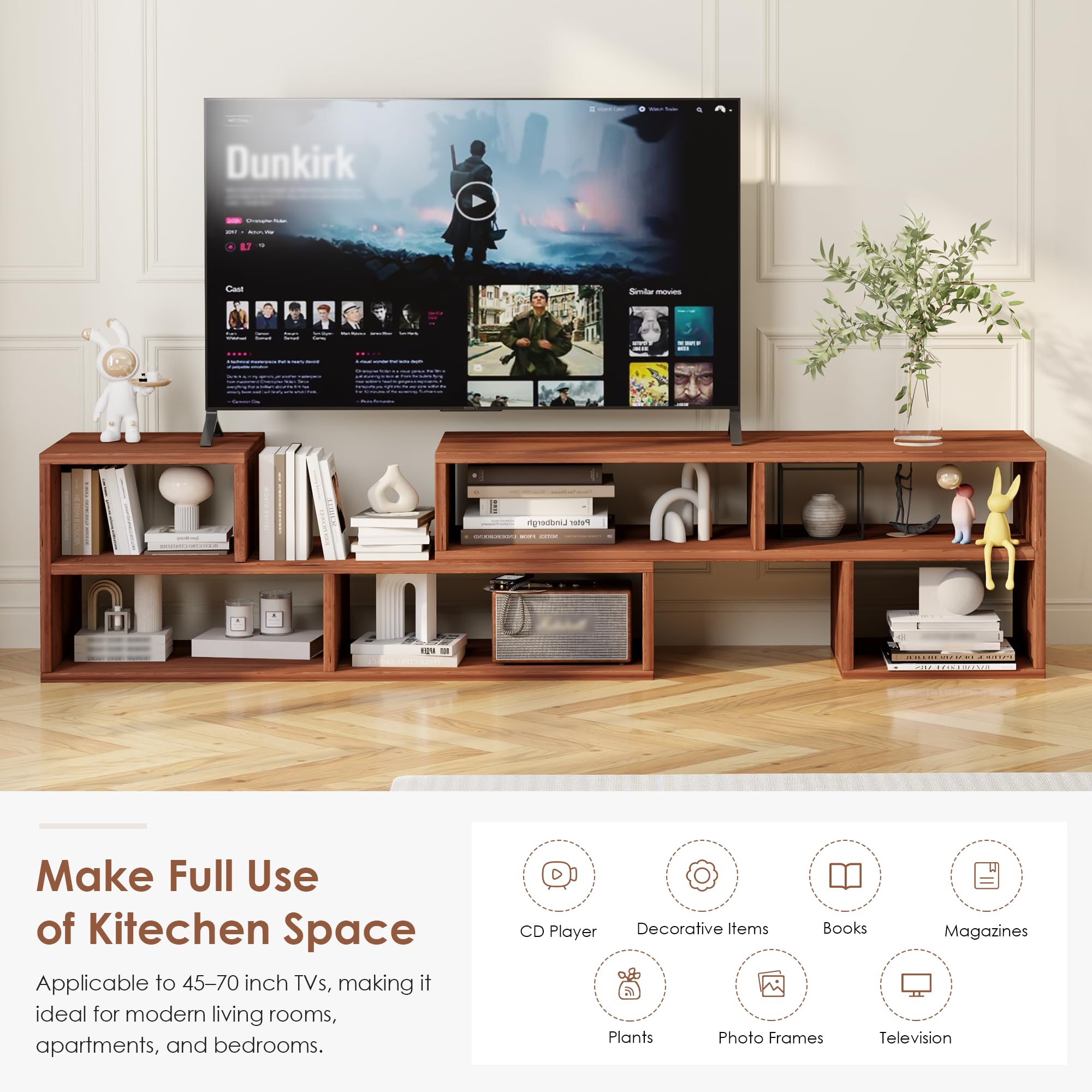 2-Piece Bookshelf TV Stand with Storage