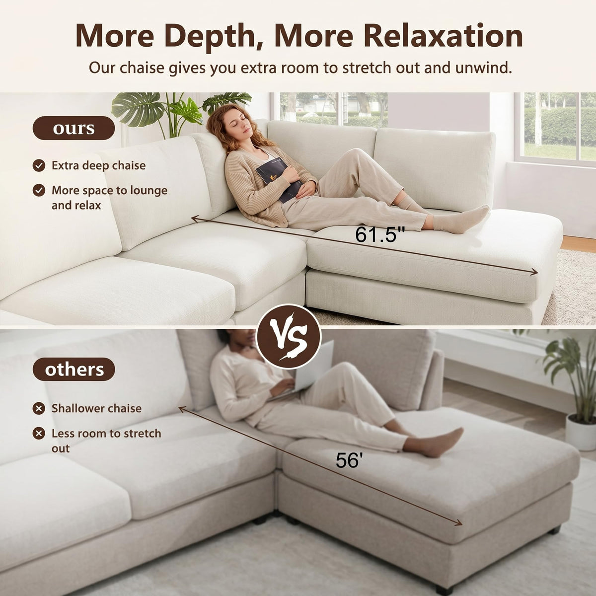 Chenille Sectional Sofa with Reversible Chaise