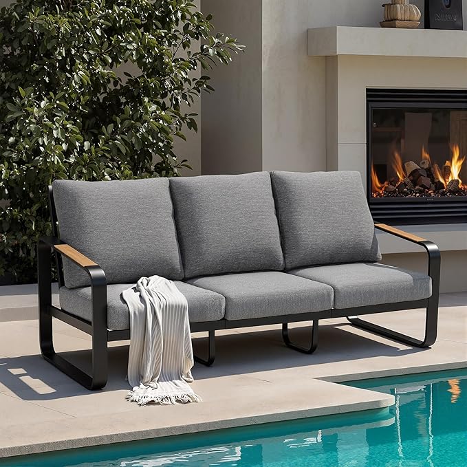 Outdoor Loveseat & 3-Seater Sofa Set with Cushions