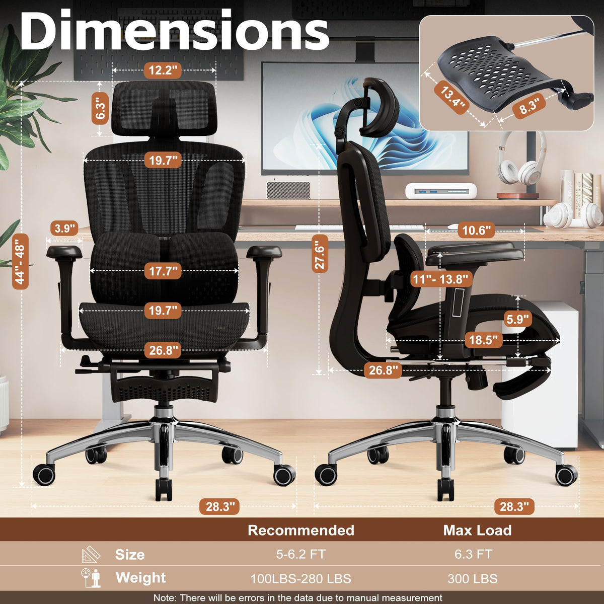 Ergonomic Mesh Office Chair with Footrest