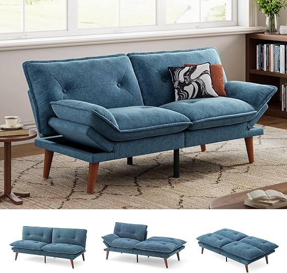 Convertible Futon Sofa Bed – 3-in-1 Chenille Loveseat Sleeper