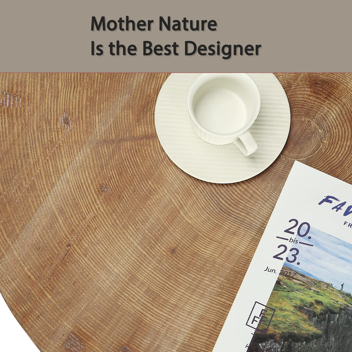 Round Two-Tier Wood Coffee Table