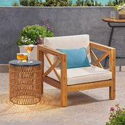 Boho Outdoor Side Table Set of 2 with Dimmable Light