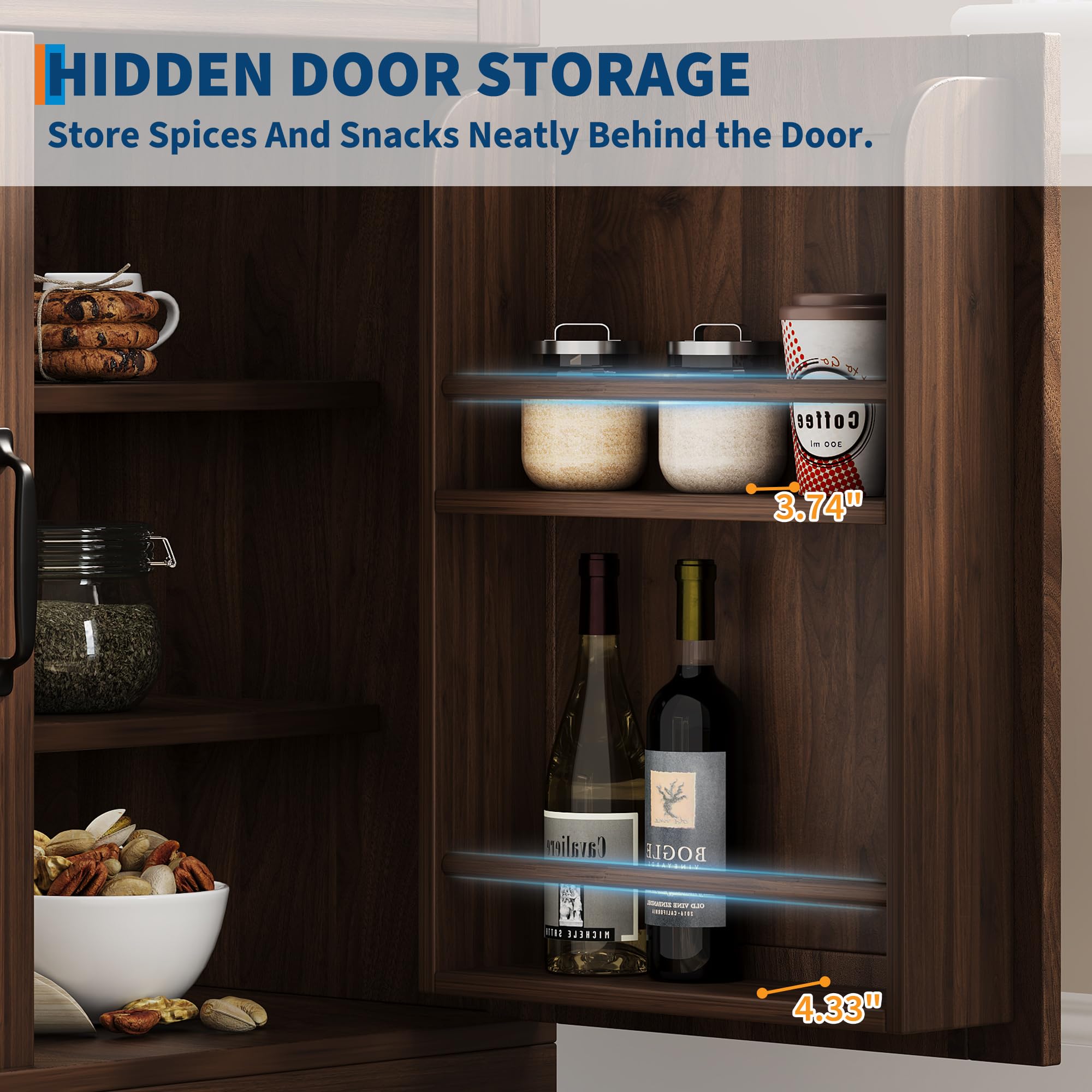 Farmhouse Pantry Cabinet with Tempered Glass Doors