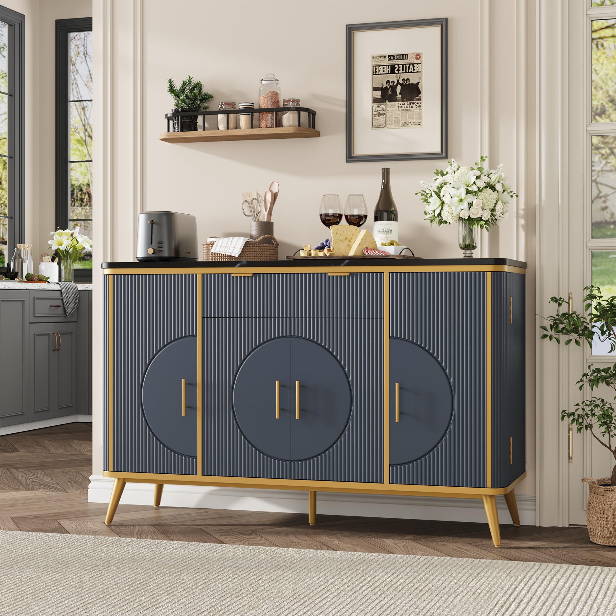 Fluted Buffet Cabinet with Storage