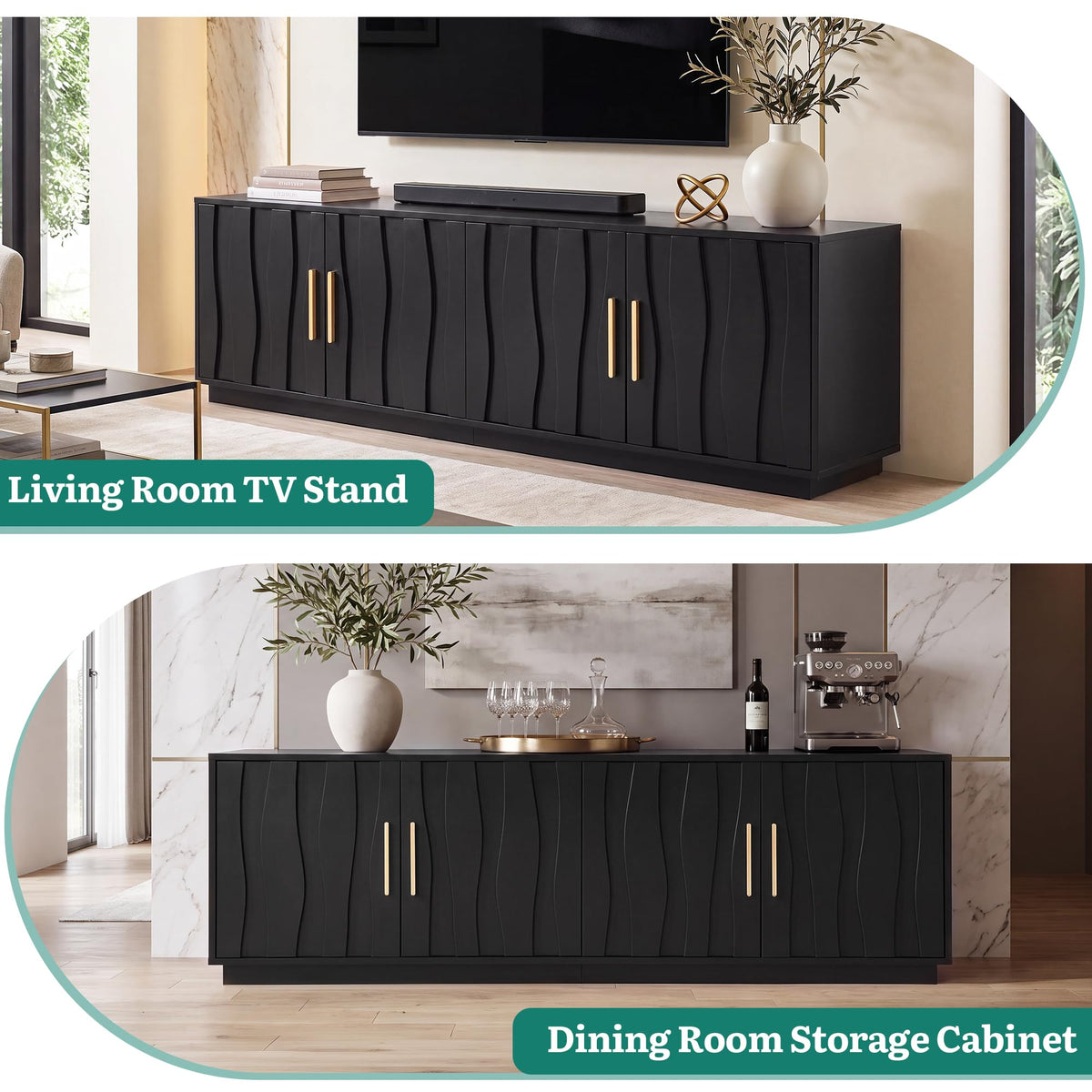 Black Fluted TV Stand