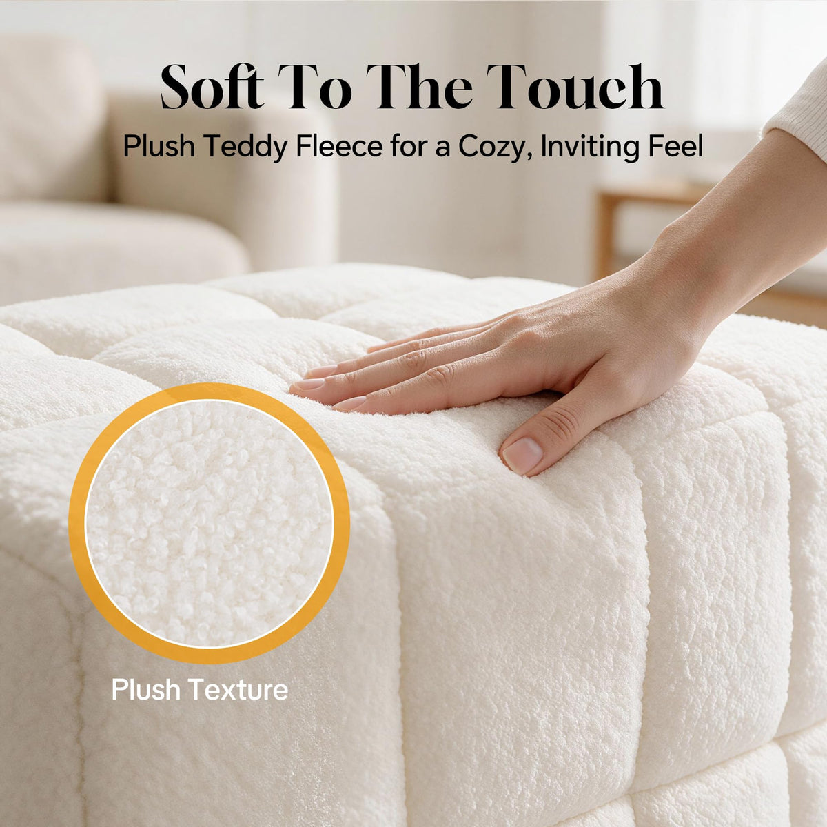 HOMBYS Cloud-Like Pouf Ottoman, One-Piece High-Density Foam Foot Rest